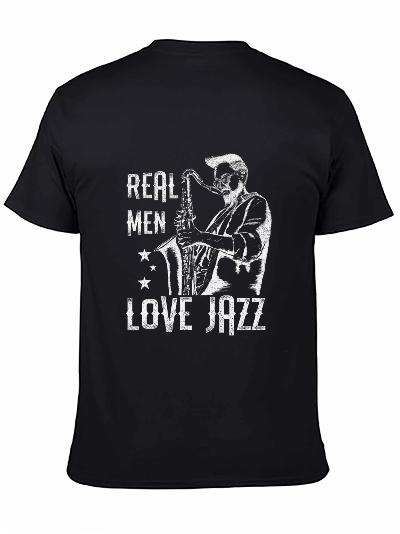 Camiseta Negra Hombre Real Men Love Jazz
