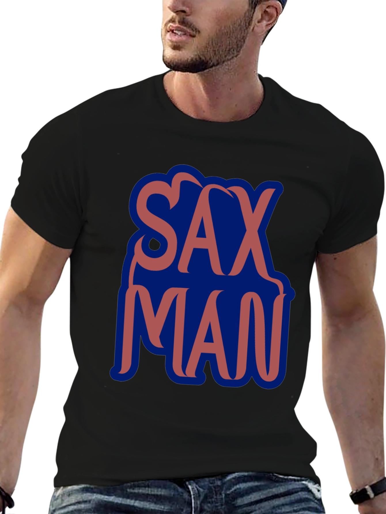 Camiseta Negra Sax Man Diseño Moderno