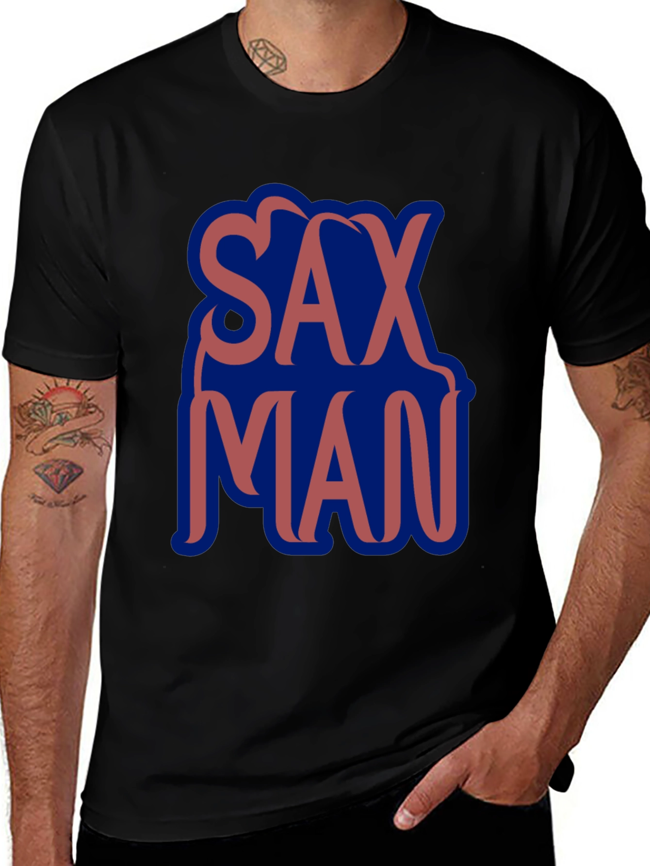 Camiseta Negra Sax Man Diseño Moderno