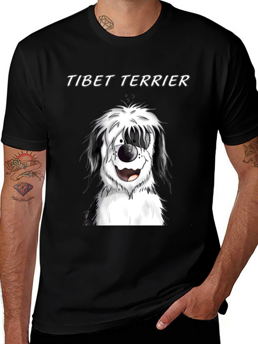 Camiseta Negra con Diseño de Tibet Terrier