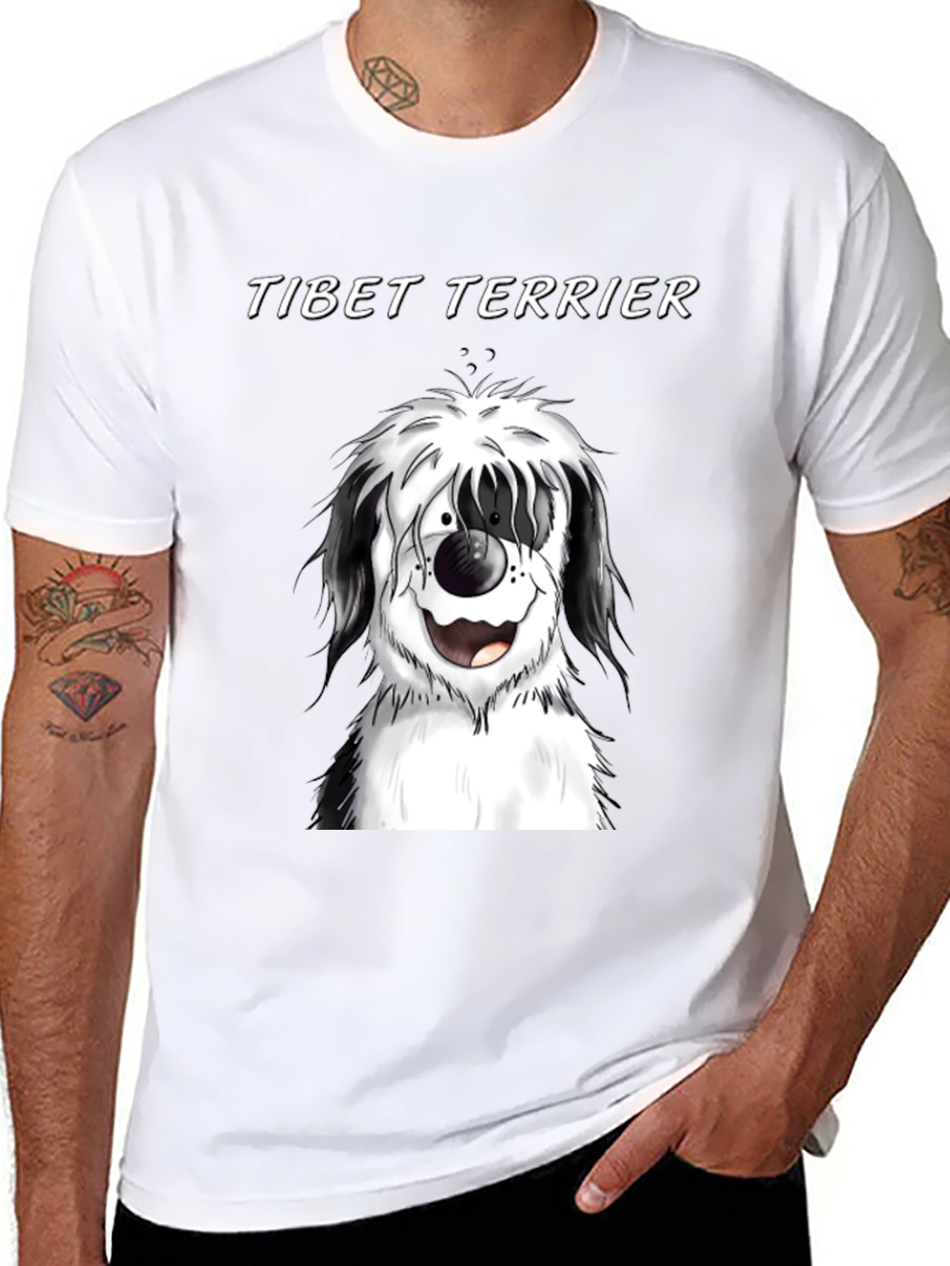 Camiseta Negra con Diseño de Tibet Terrier
