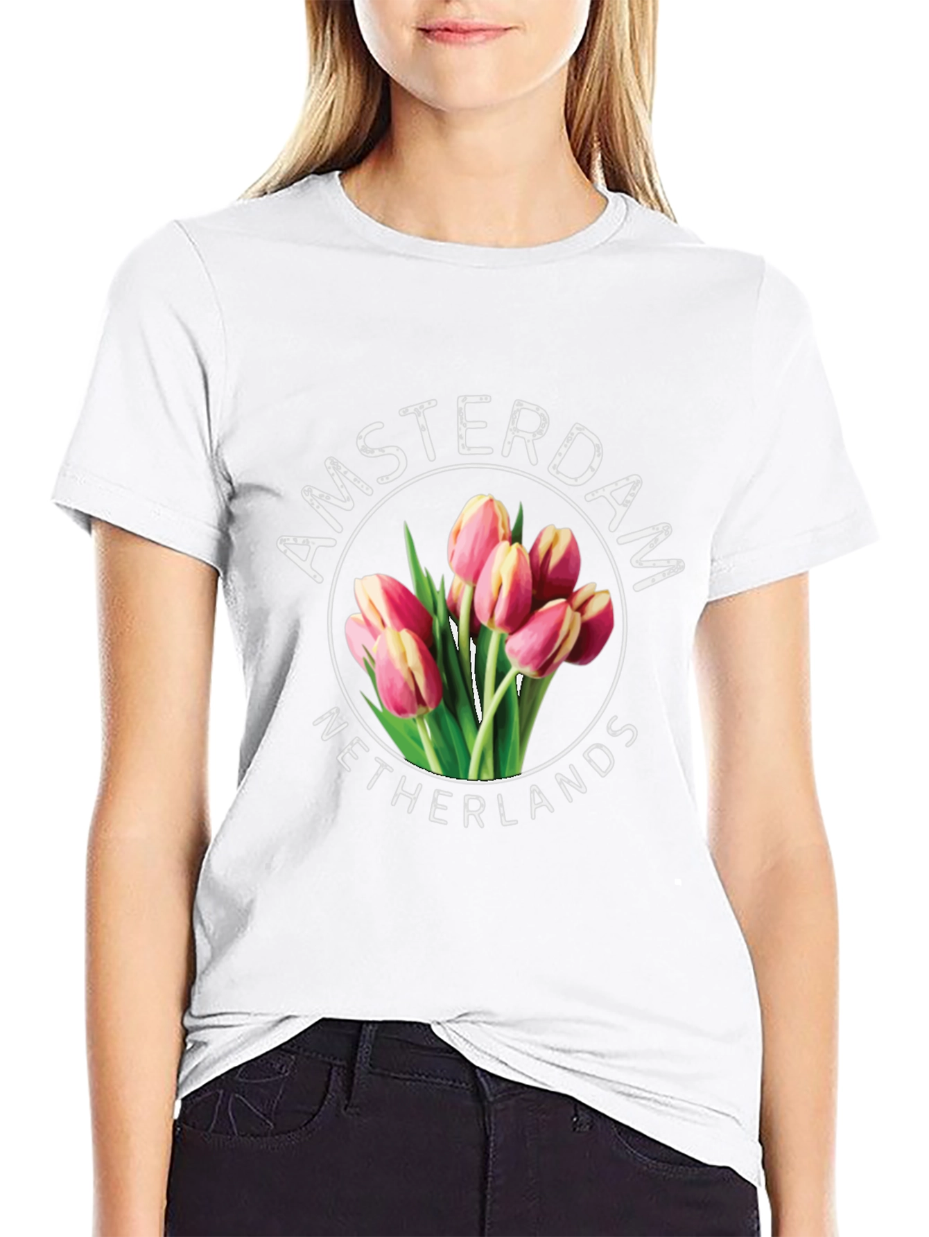 Camiseta Ámsterdam Países Bajos Tulipanes - Diseño Floral