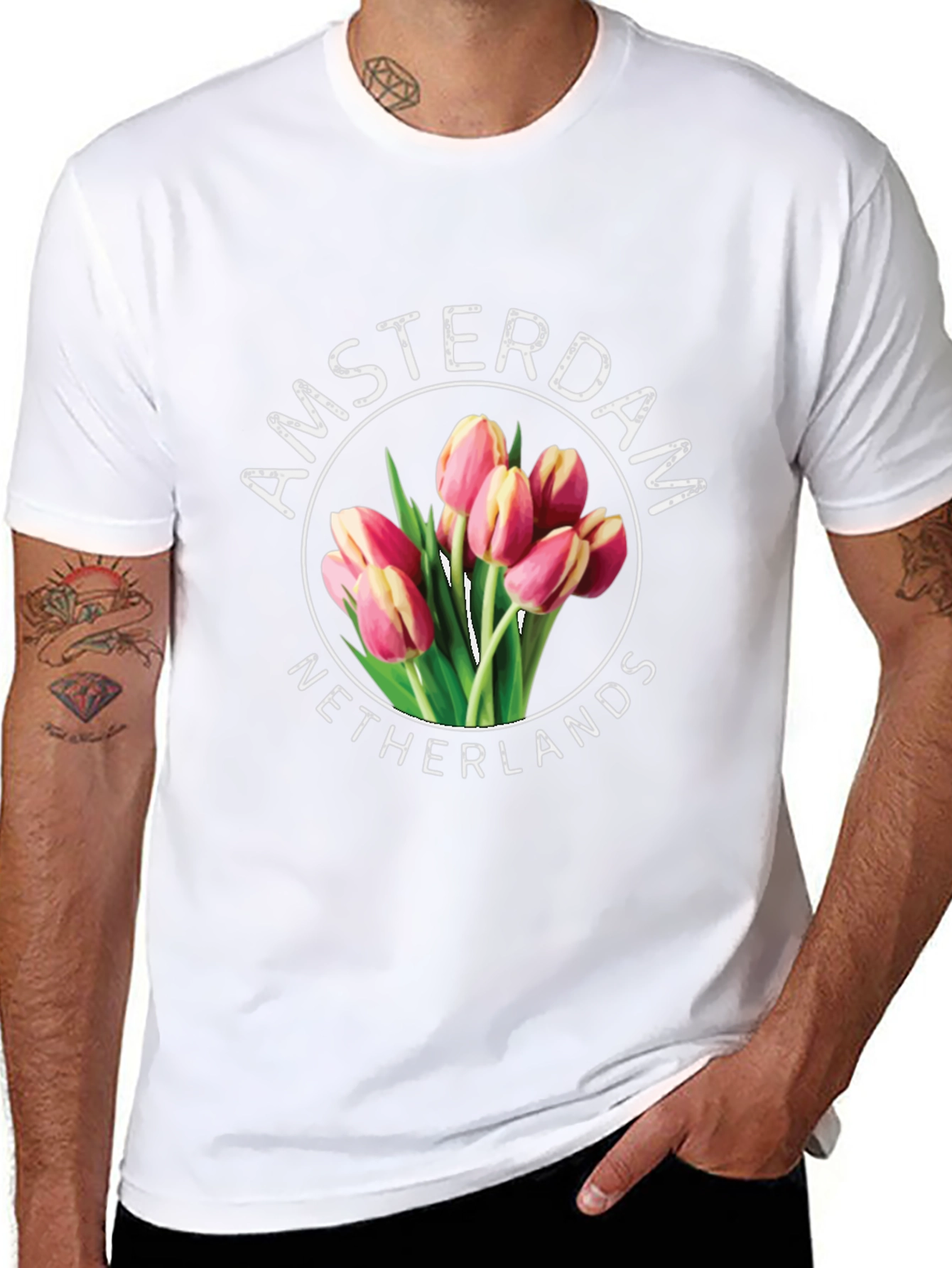Camiseta Ámsterdam Países Bajos Tulipanes - Diseño Floral