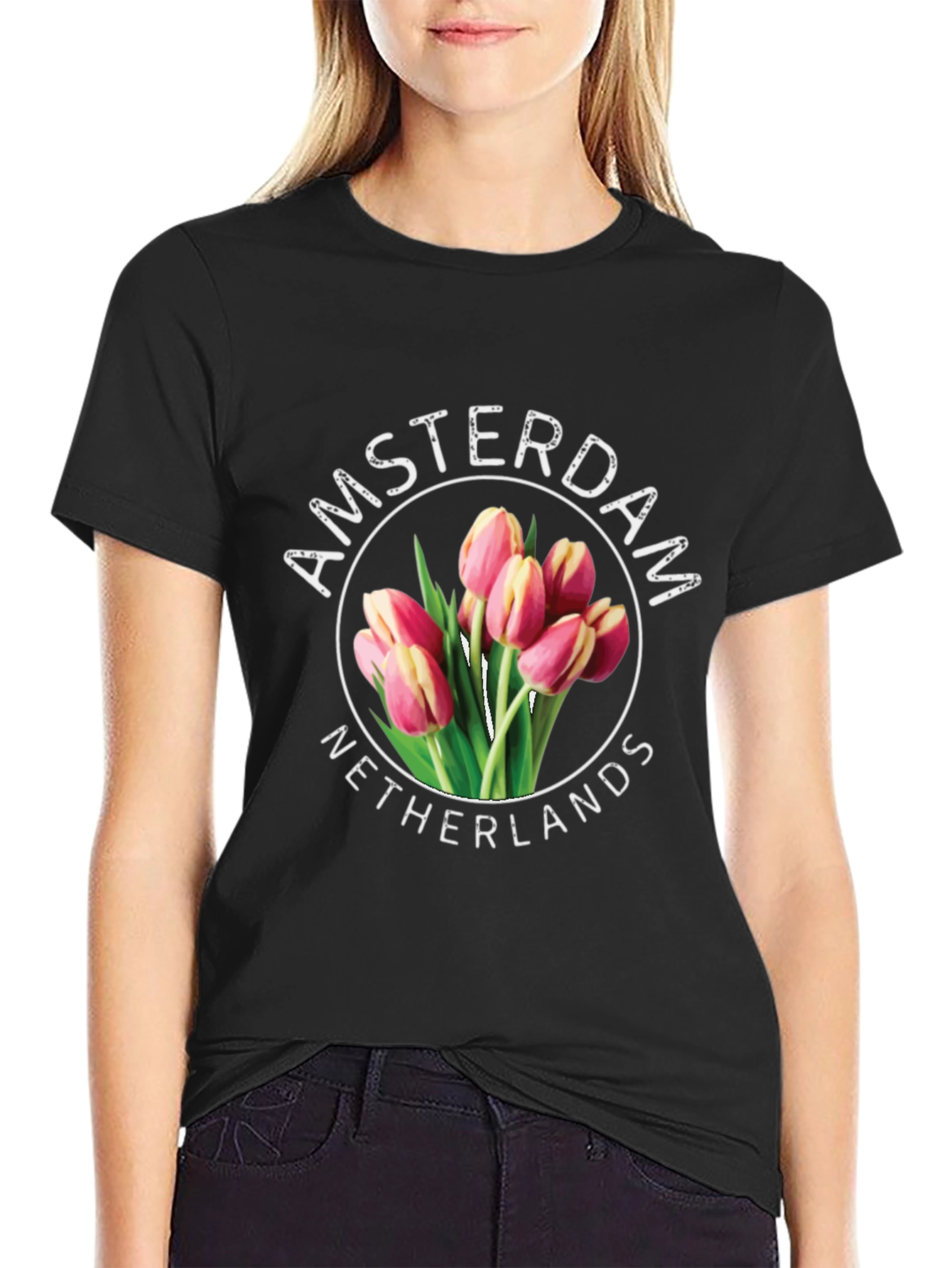 Camiseta Ámsterdam Países Bajos Tulipanes - Diseño Floral