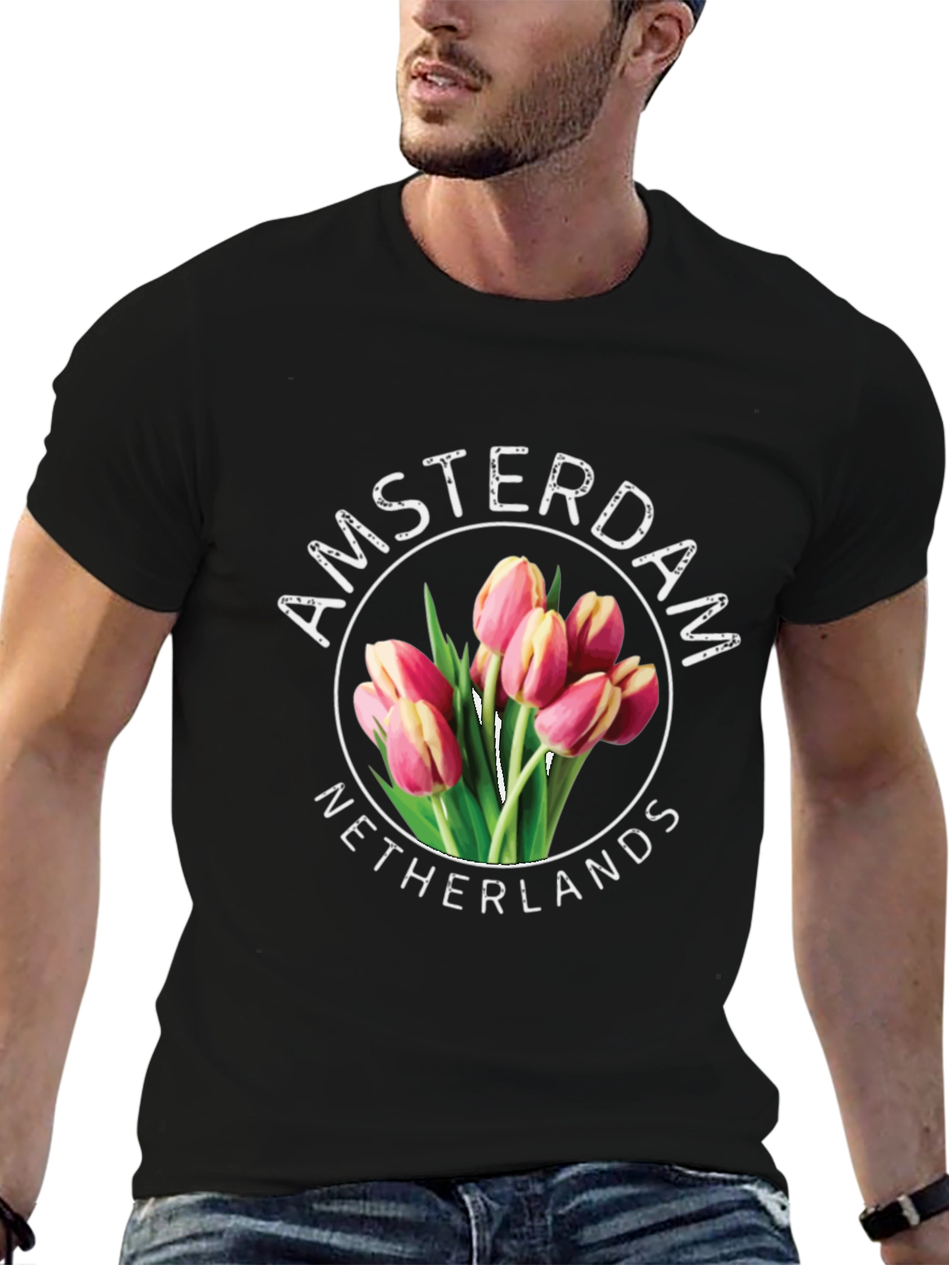 Camiseta Ámsterdam Países Bajos Tulipanes - Diseño Floral