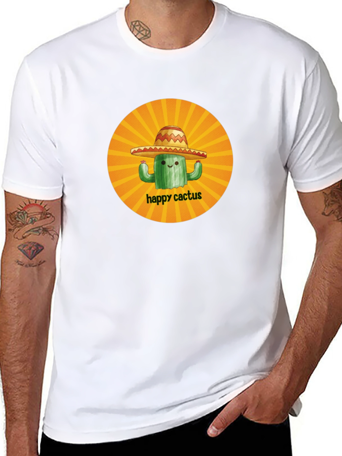 Camiseta Negra Happy Cactus