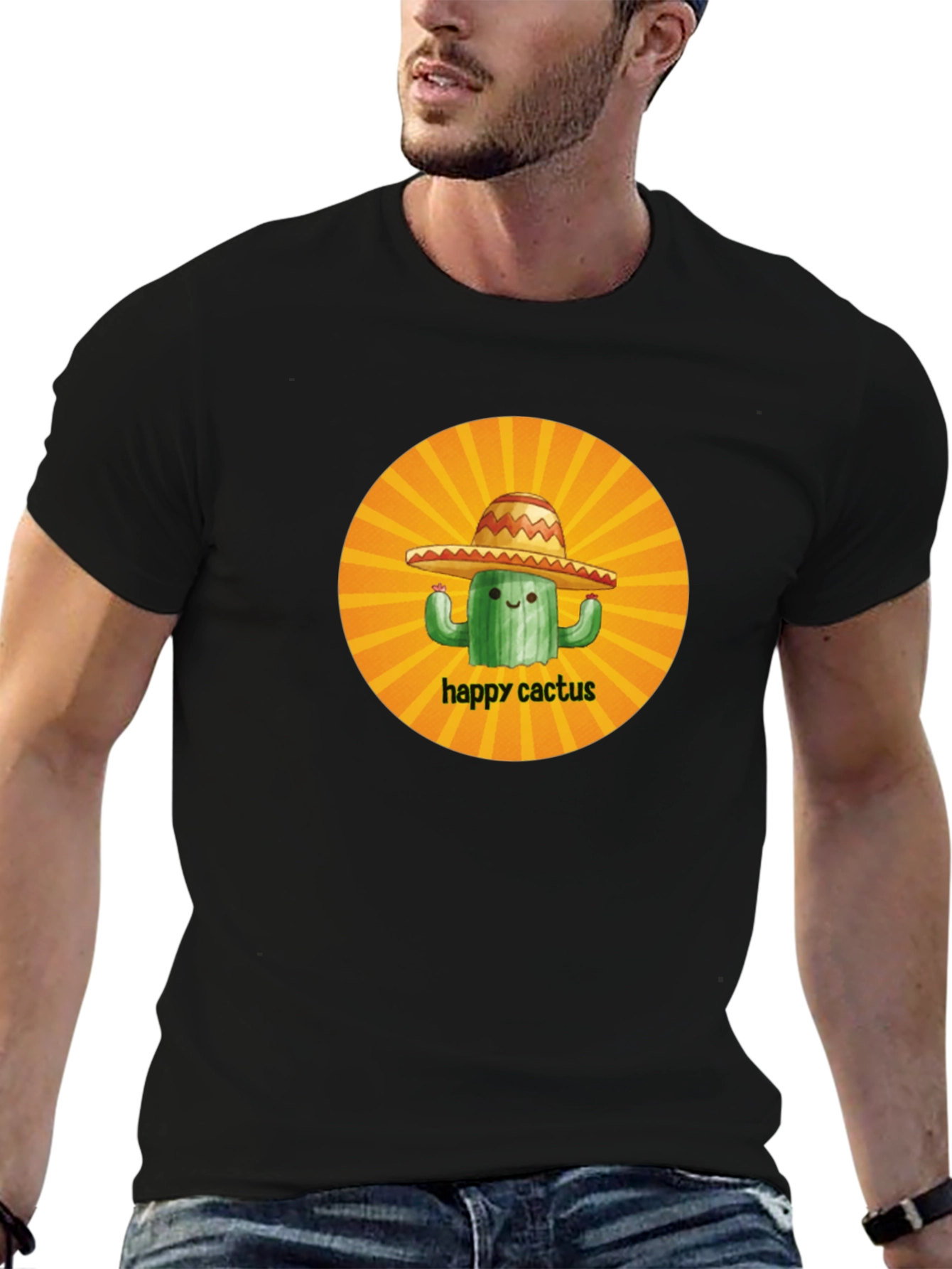 Camiseta Negra Happy Cactus