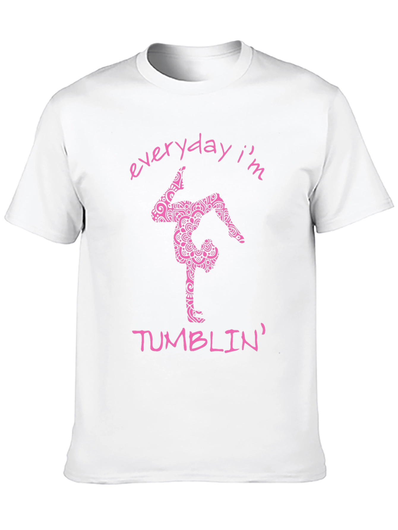 Camiseta Negra con Diseño de Gimnasta Rosada