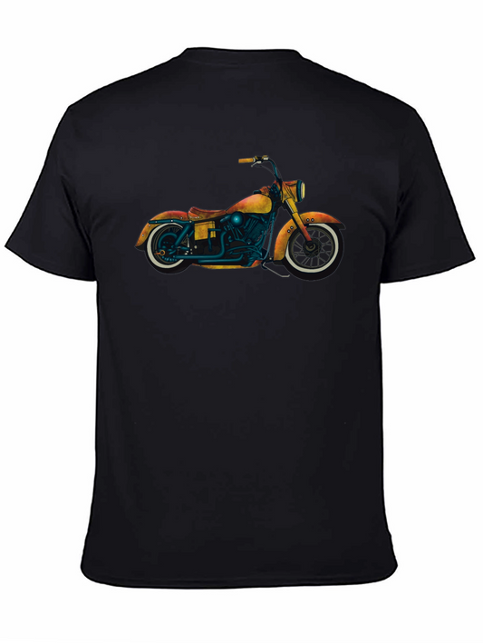 Camiseta Negra con Diseño de Motocicleta Vintage