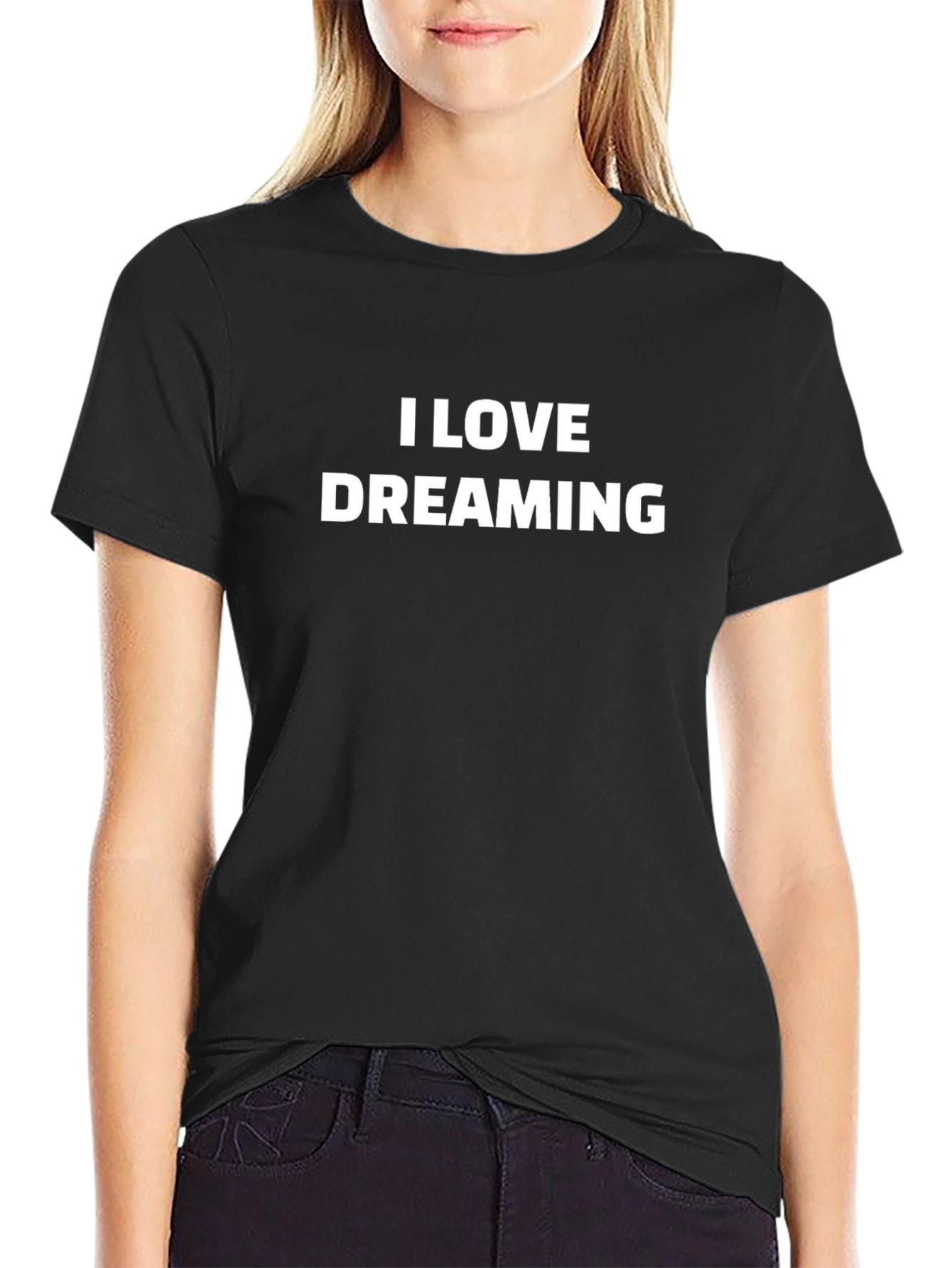 Camiseta Negra con Diseño I Love Dreaming
