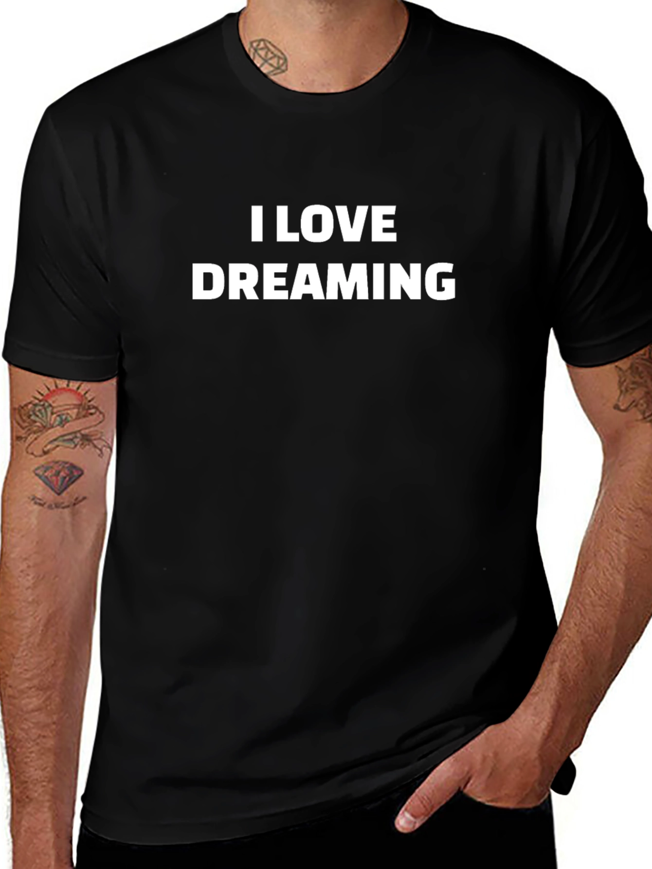 Camiseta Negra con Diseño I Love Dreaming