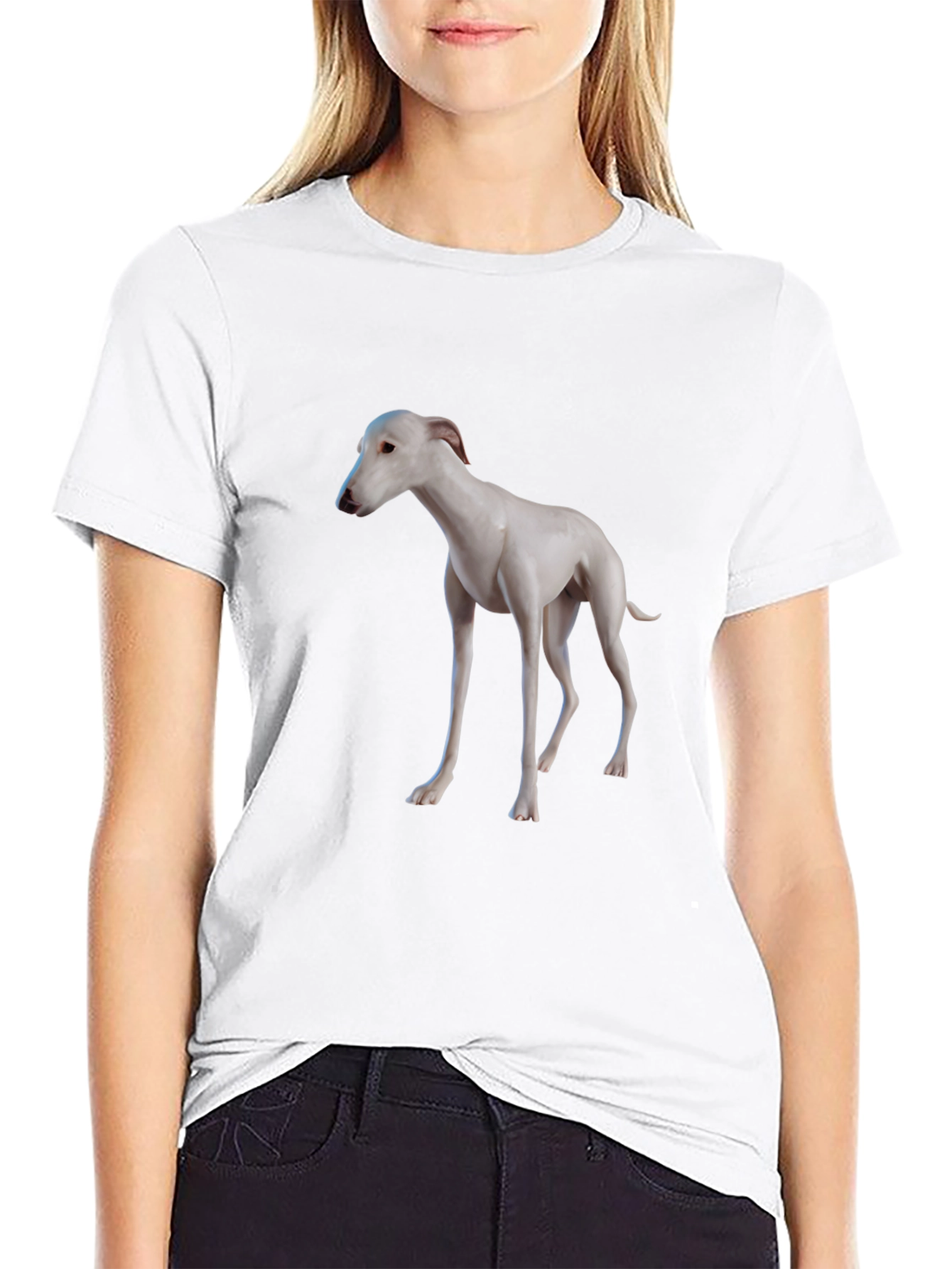 Camiseta Negra con Diseño de Galgo Blanco