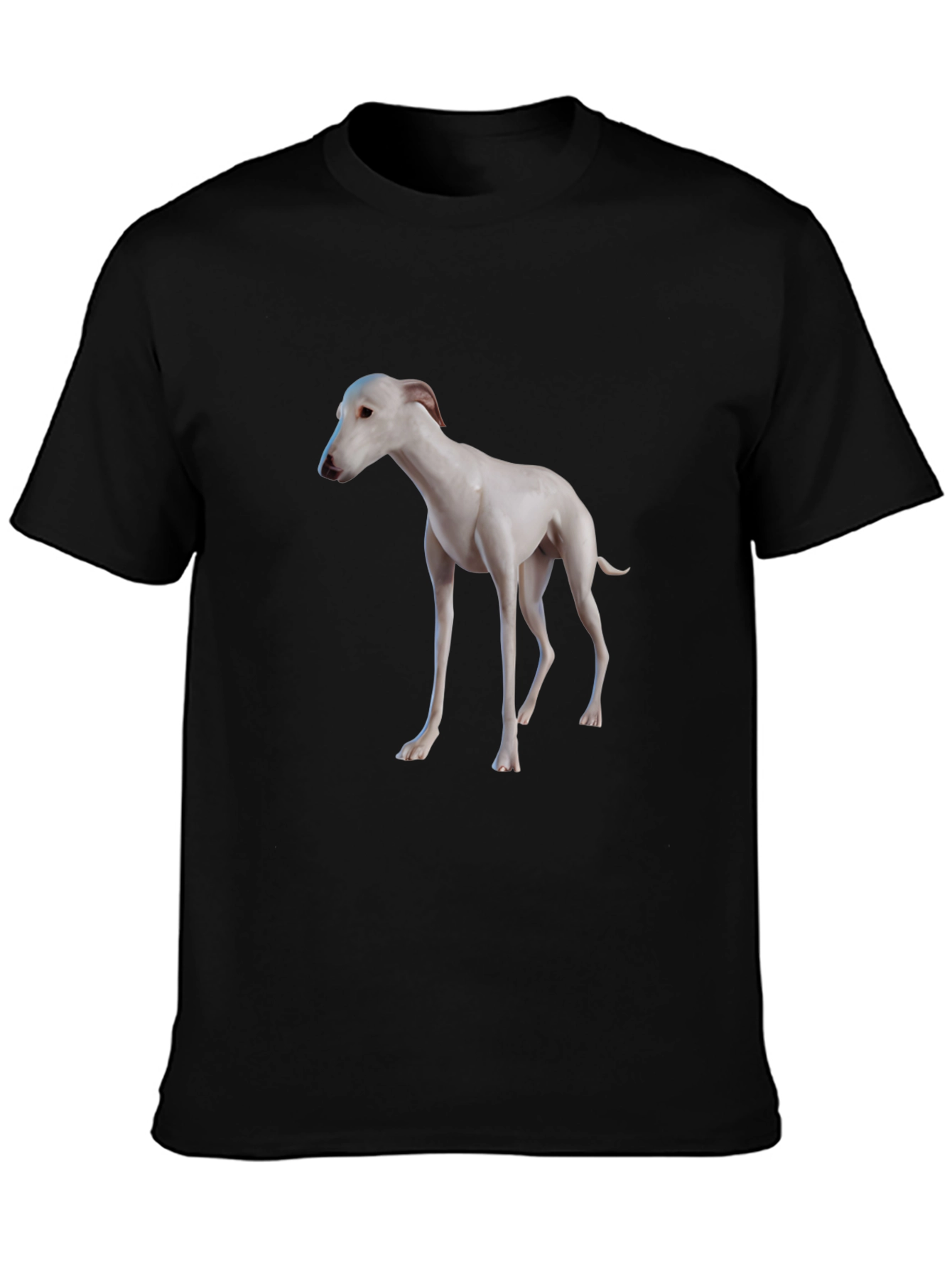 Camiseta Negra con Diseño de Galgo Blanco
