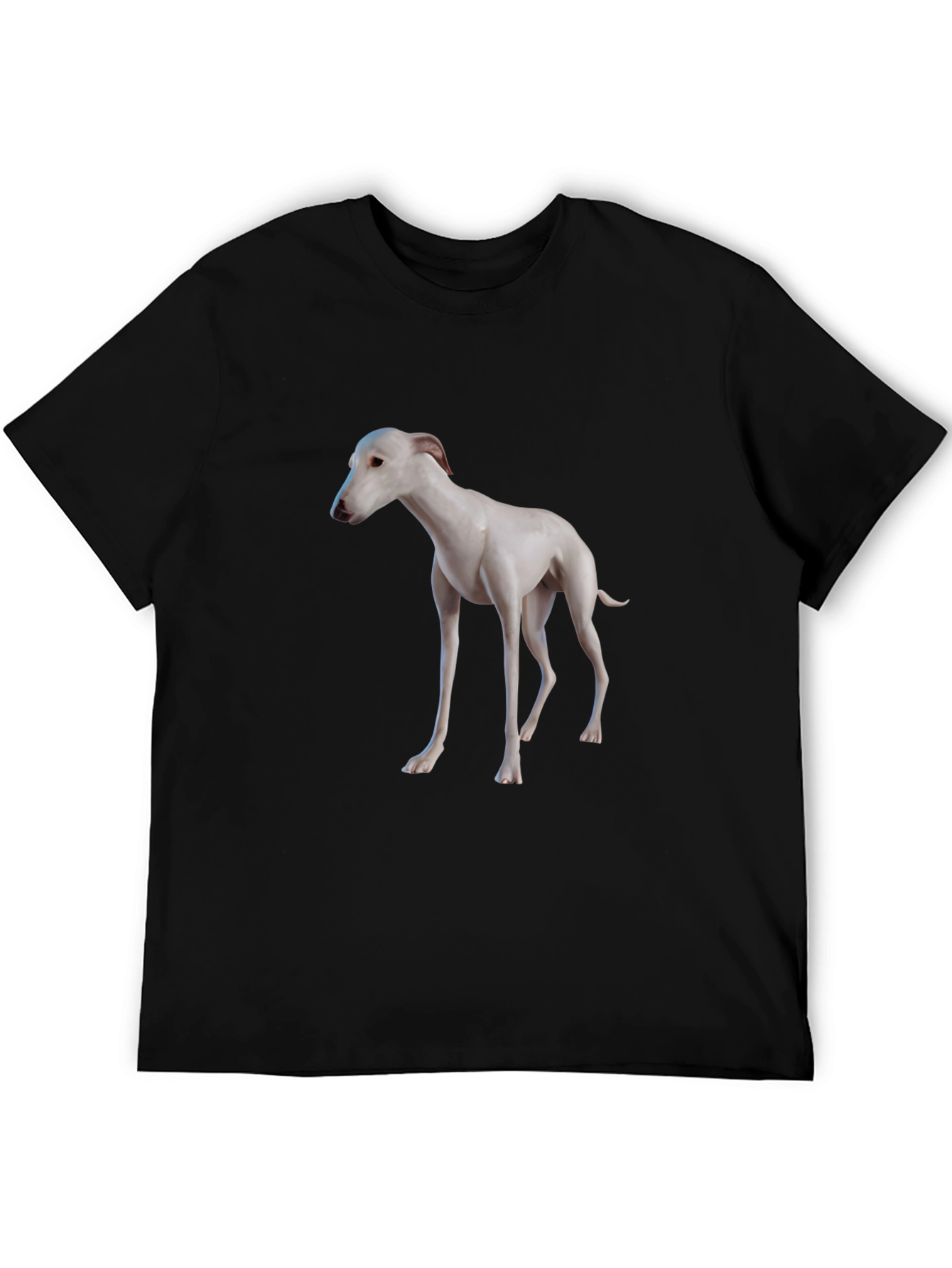 Camiseta Negra con Diseño de Galgo Blanco