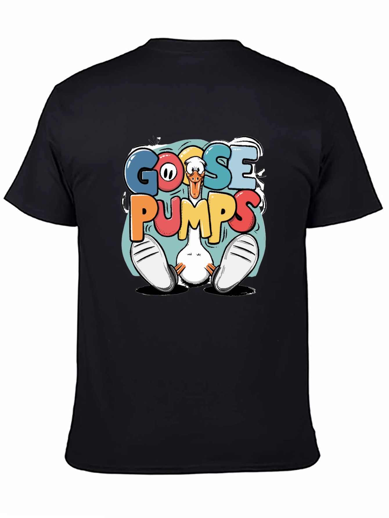 Camiseta Negra Gráfica Goose Pumps Divertida