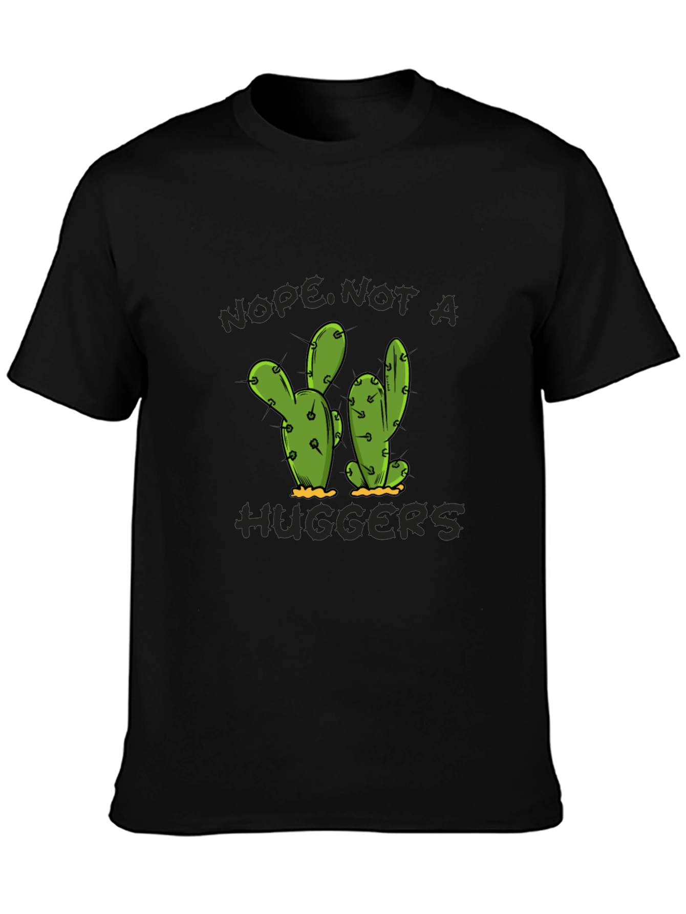 Camiseta Negra No Soy de Abrazos con Cactus