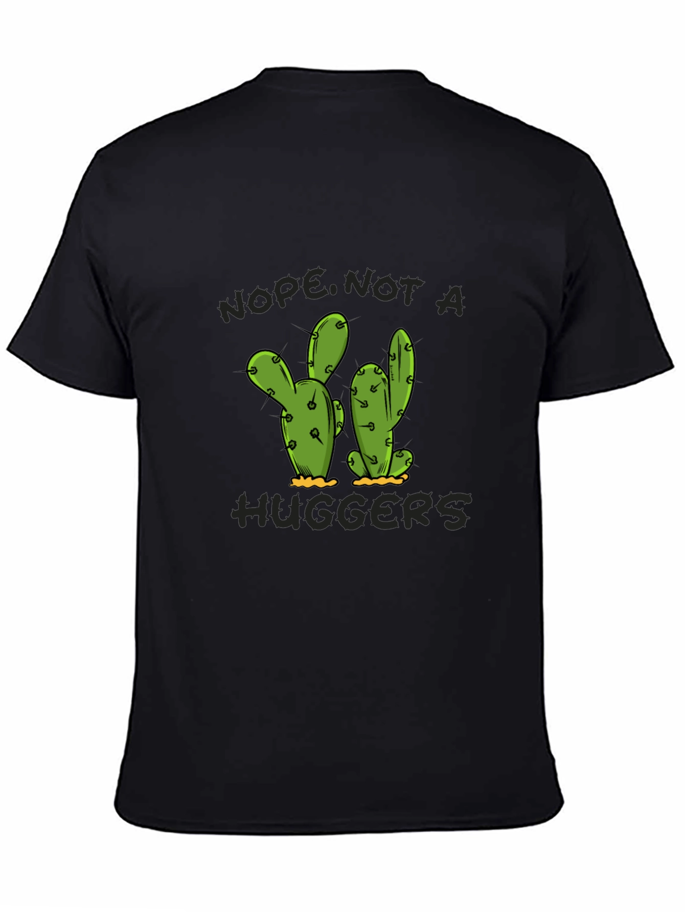 Camiseta Negra No Soy de Abrazos con Cactus