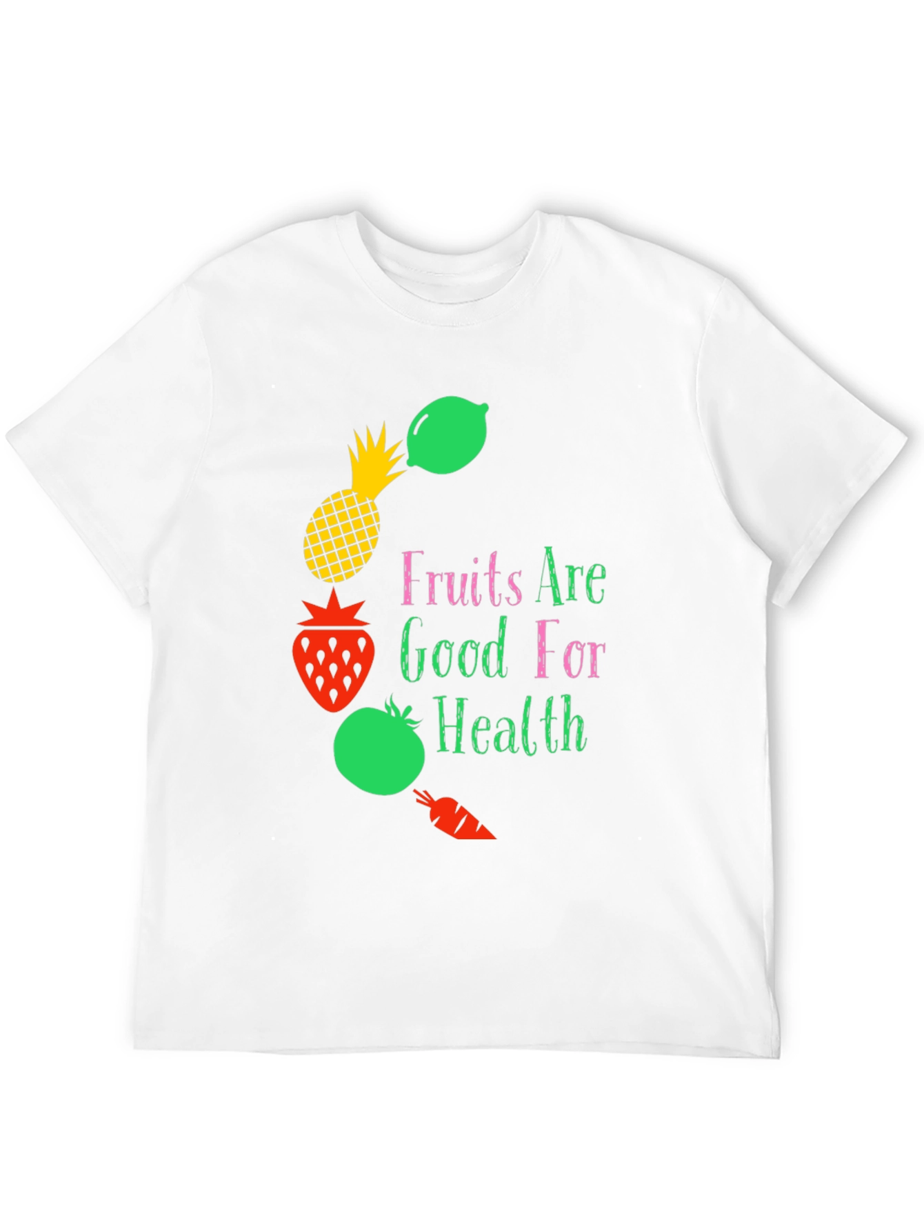 Camiseta Negra con Diseño Frutas y Salud