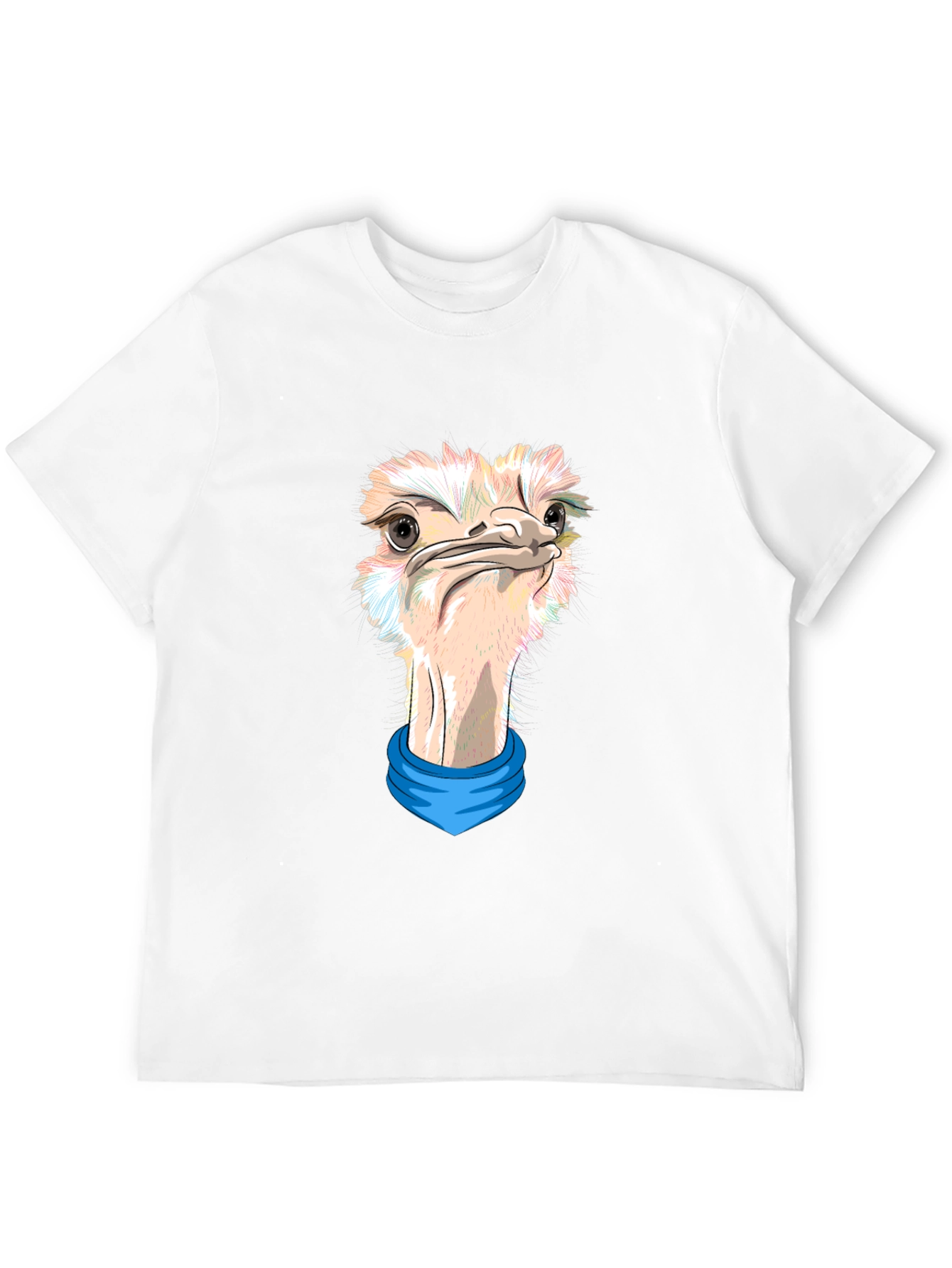 Camiseta Negra con Estampado de Avestruz con Pañuelo