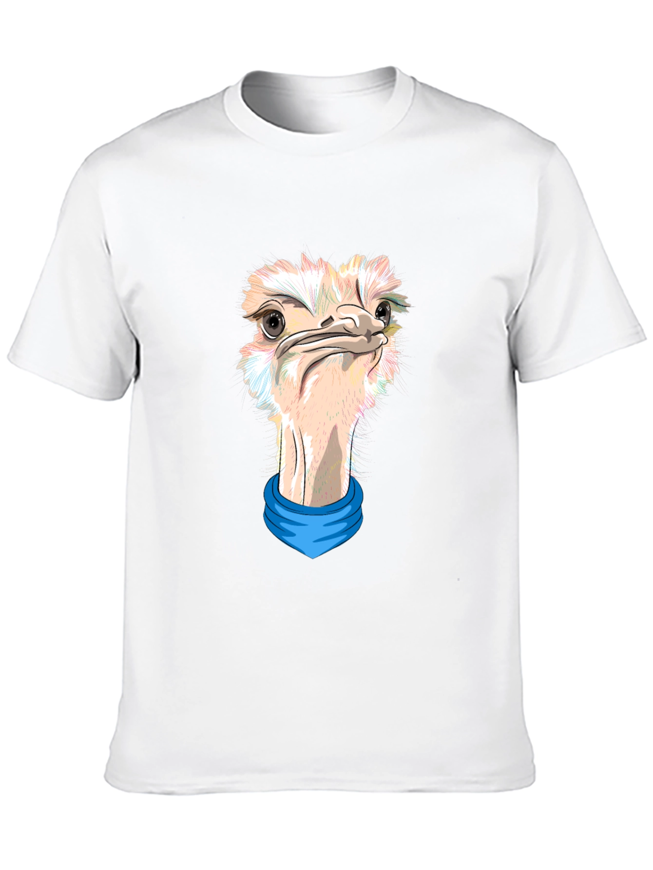 Camiseta Negra con Estampado de Avestruz con Pañuelo