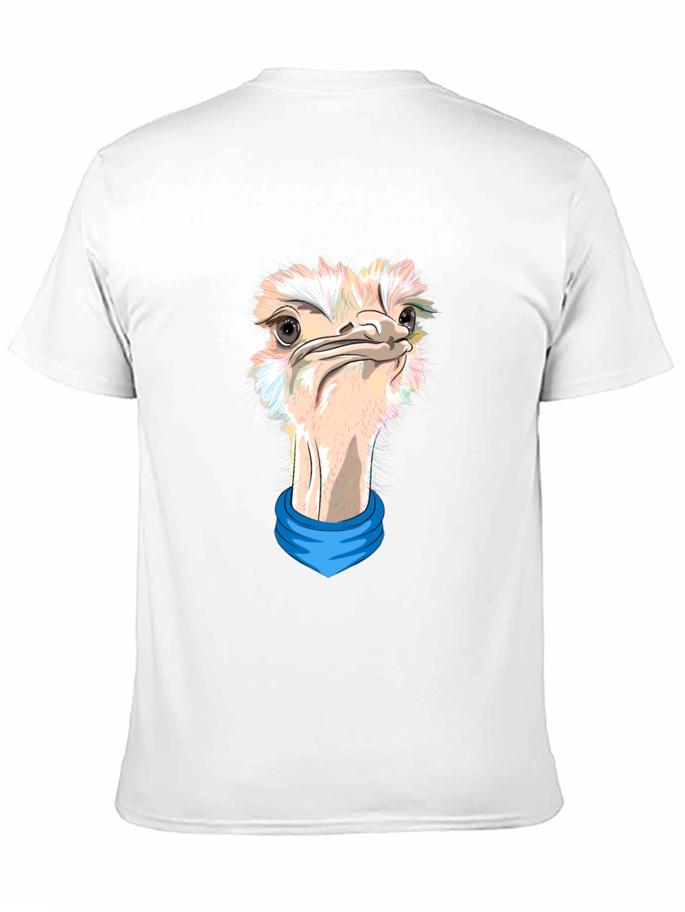 Camiseta Negra con Estampado de Avestruz con Pañuelo