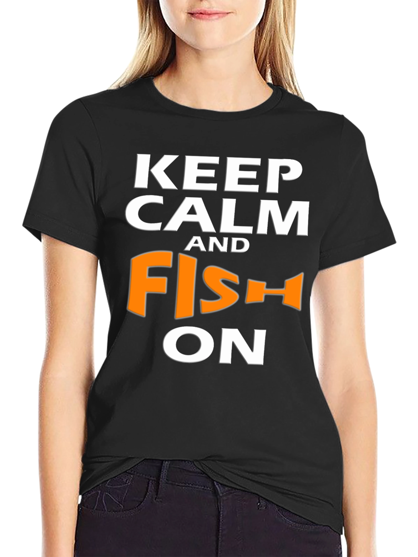 Camiseta Negra Keep Calm and Fish On