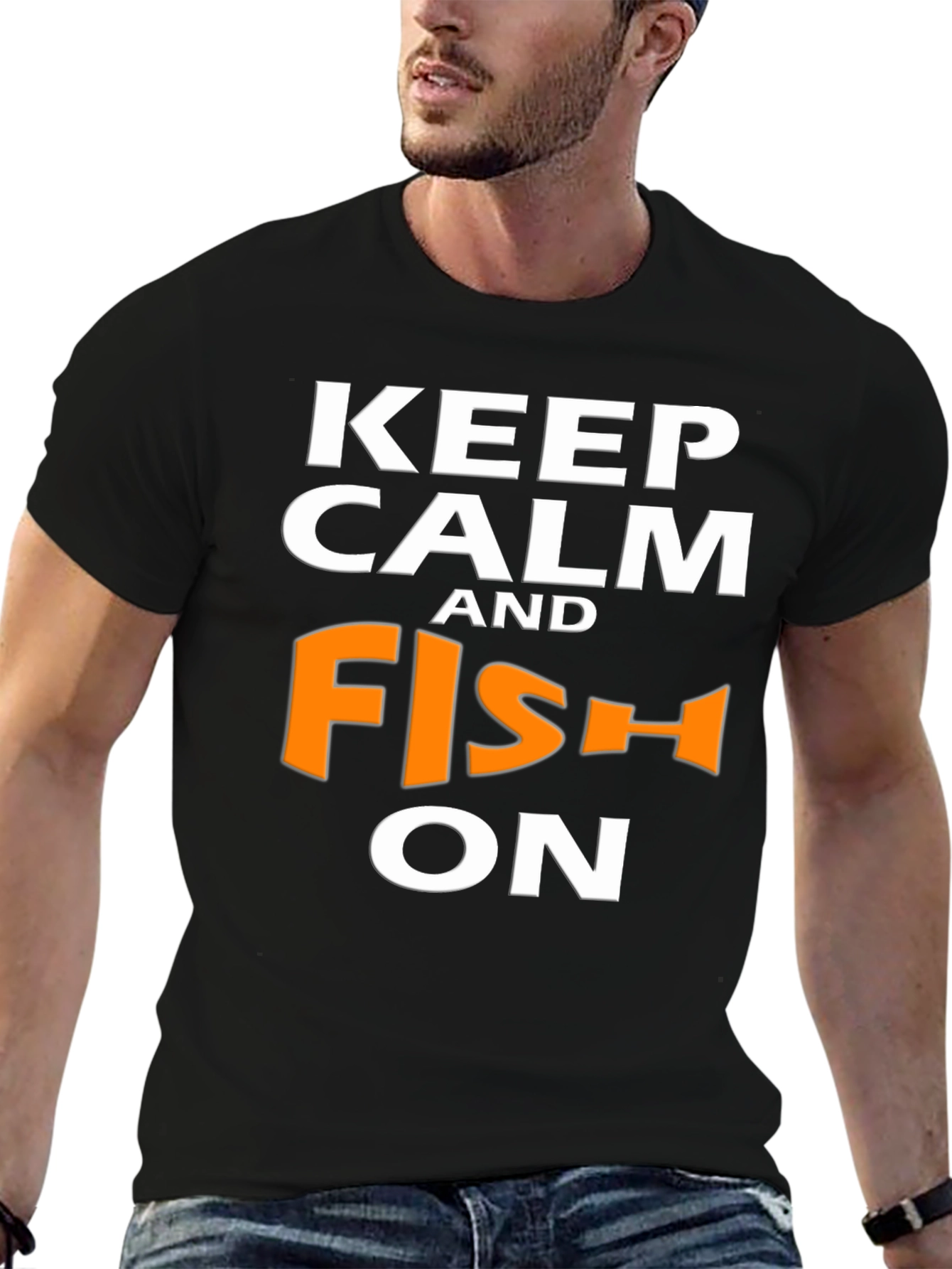 Camiseta Negra Keep Calm and Fish On
