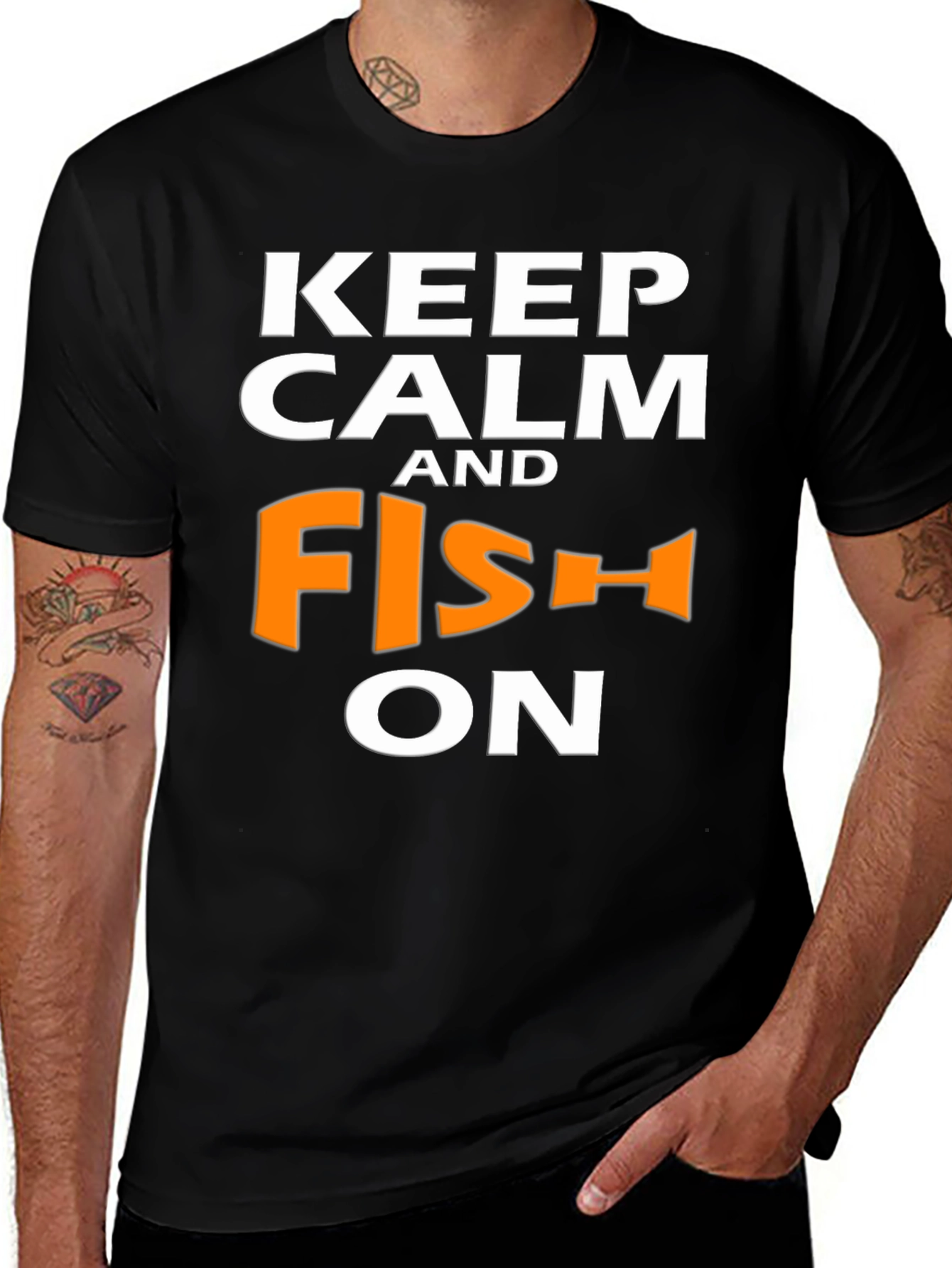 Camiseta Negra Keep Calm and Fish On