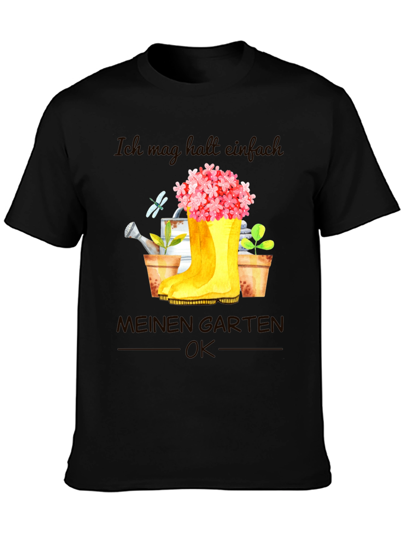 Camiseta Negra Jardinería: Mi Jardín OK