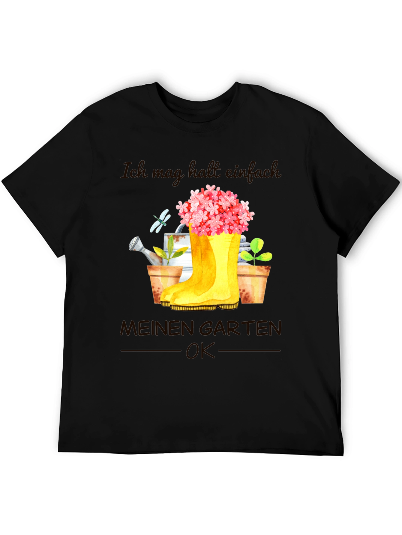 Camiseta Negra Jardinería: Mi Jardín OK