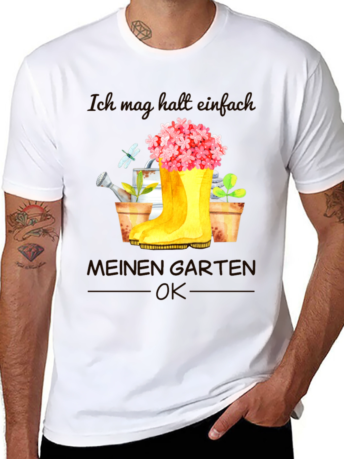 Camiseta Negra Jardinería: Mi Jardín OK