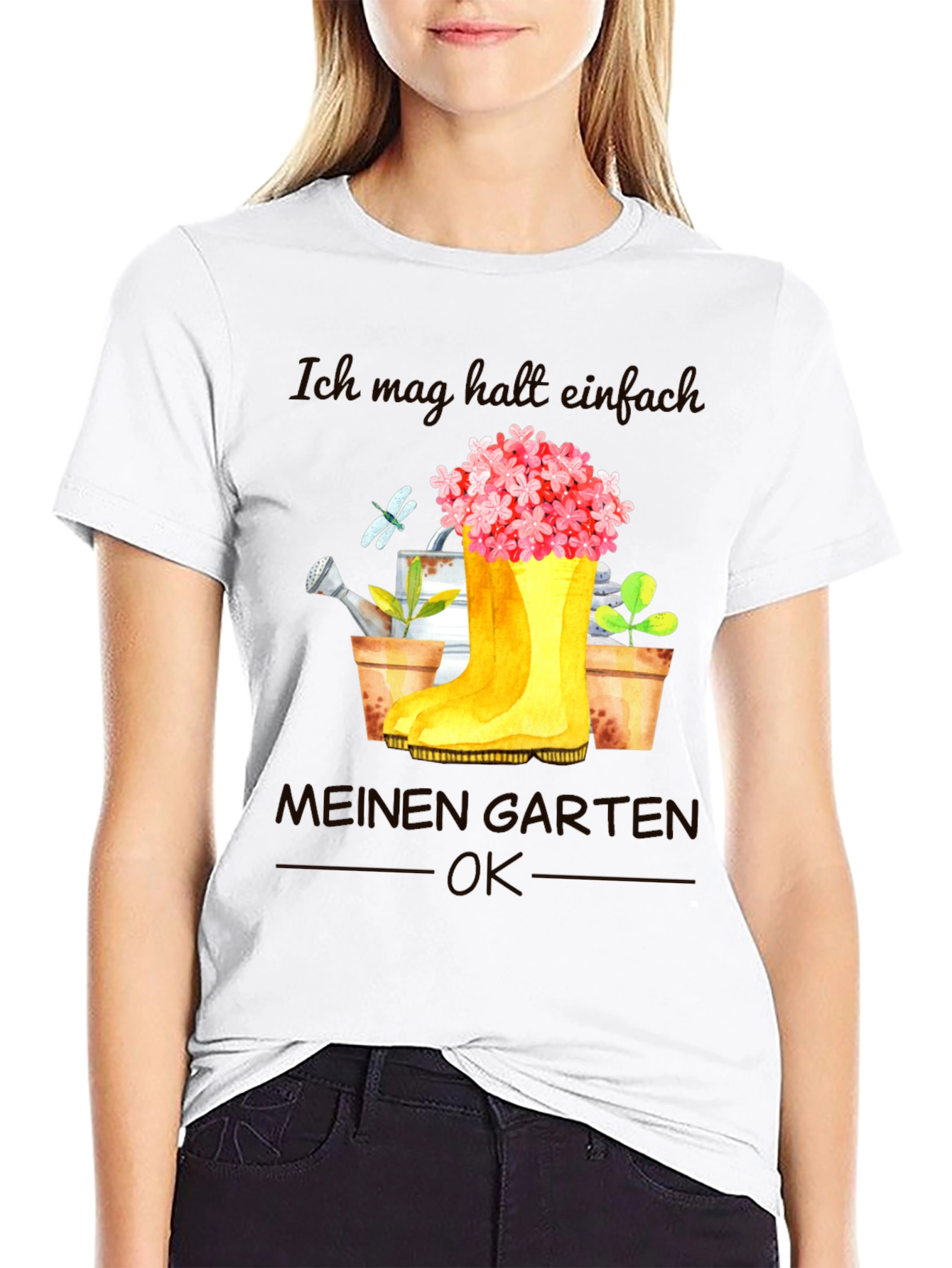 Camiseta Negra Jardinería: Mi Jardín OK