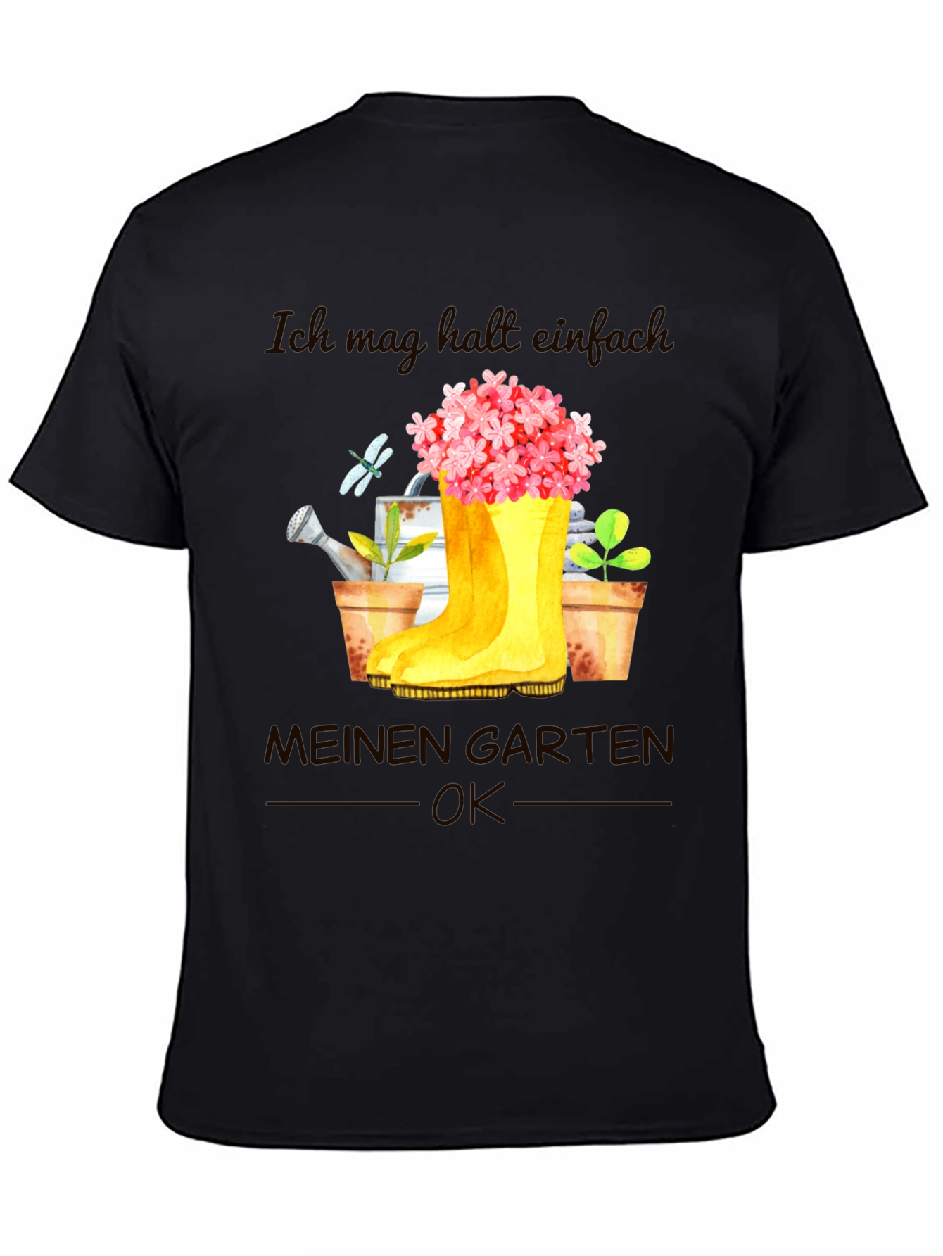 Camiseta Negra Jardinería: Mi Jardín OK