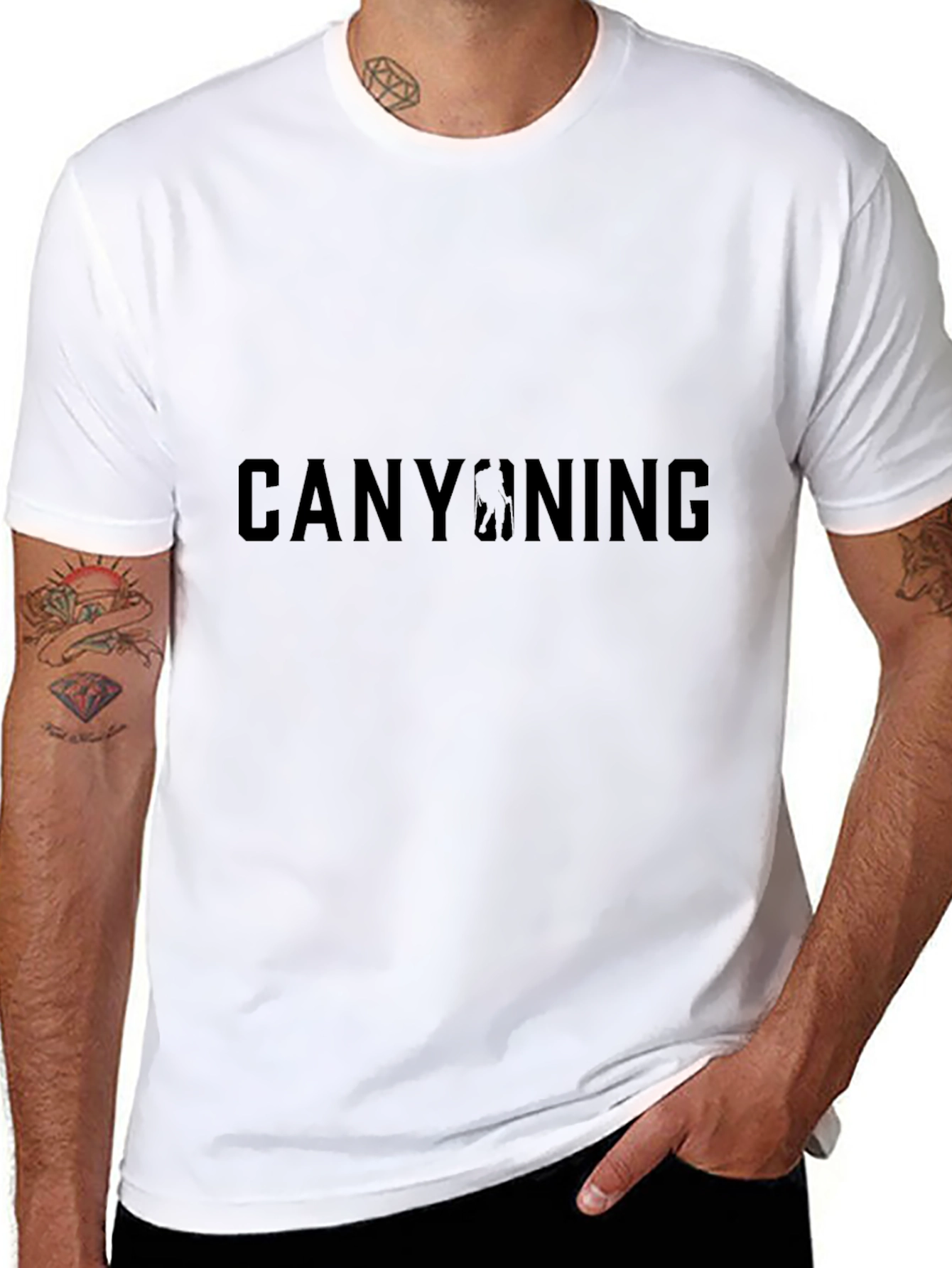 Camiseta Negra Canyoning para Aventureros