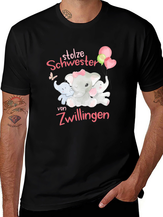 Camiseta Negra Orgullosa Hermana de Gemelos