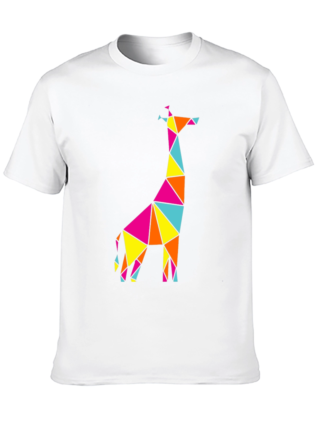 Camiseta Negra con Diseño Geométrico de Jirafa