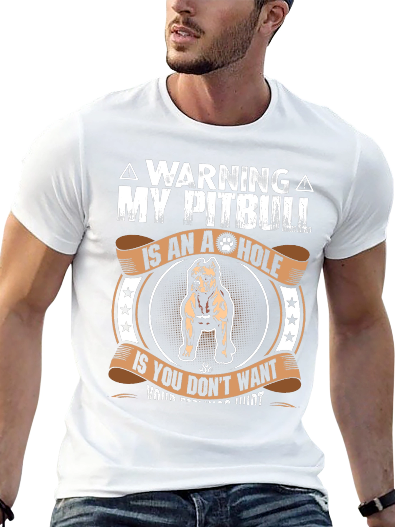 Camiseta con diseño de Pitbull A-Hole - Advertencia