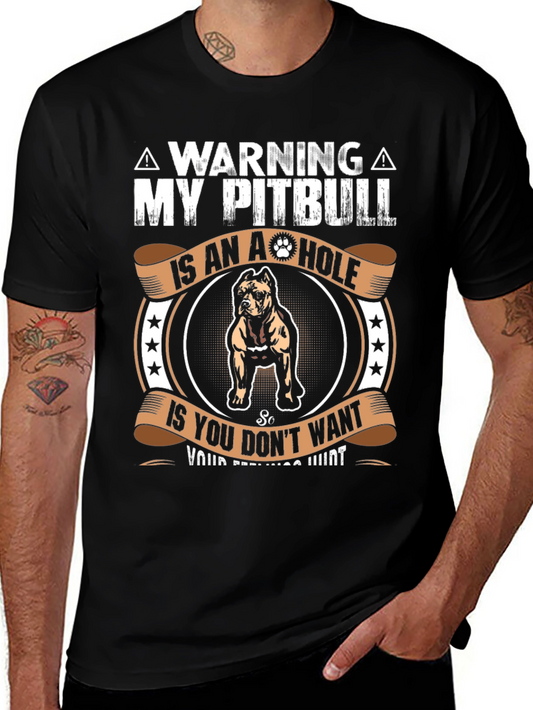 Camiseta con diseño de Pitbull A-Hole - Advertencia