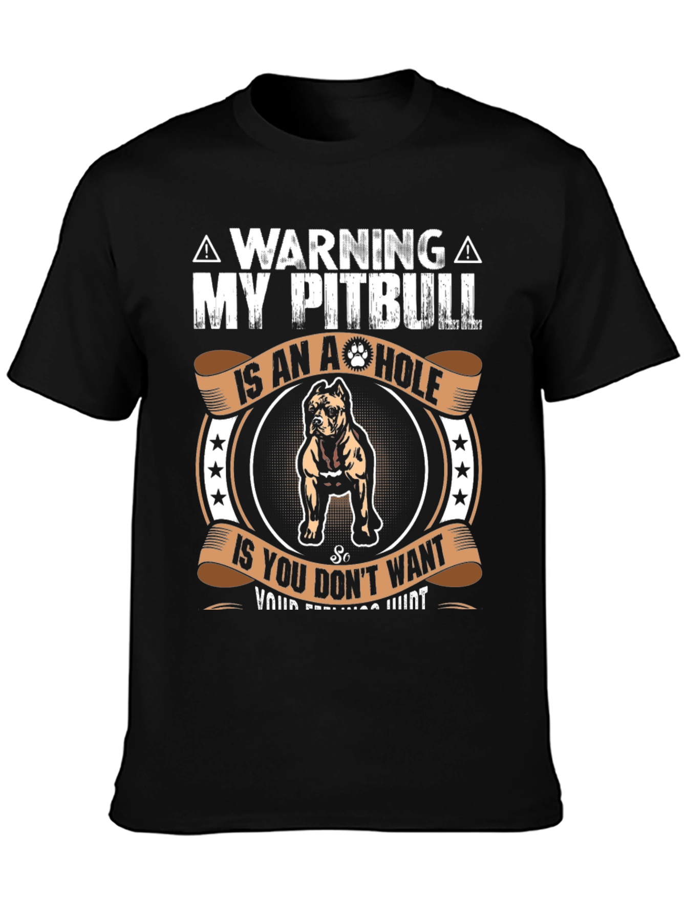 Camiseta con diseño de Pitbull A-Hole - Advertencia