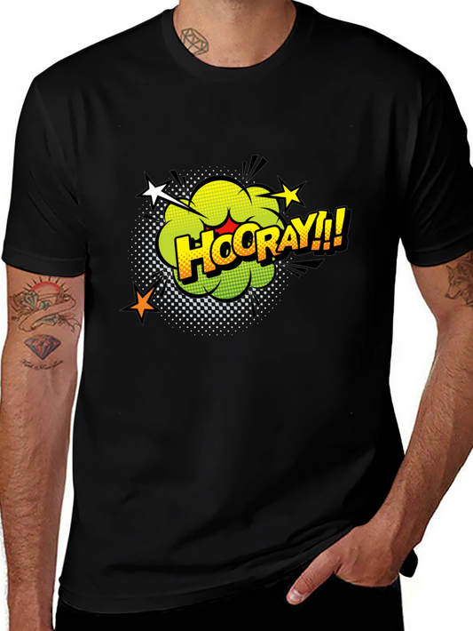 Camiseta Negra con Diseño Gráfico Hooray!!!