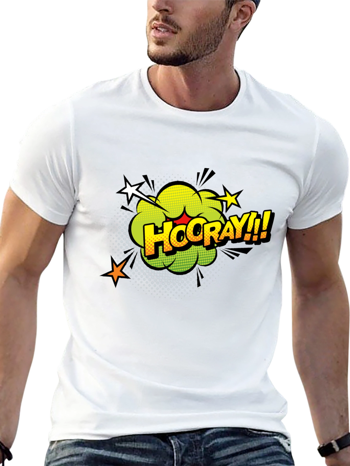 Camiseta Negra con Diseño Gráfico Hooray!!!