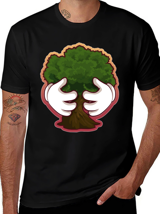 Camiseta Negra con Diseño de Árbol Abrazado