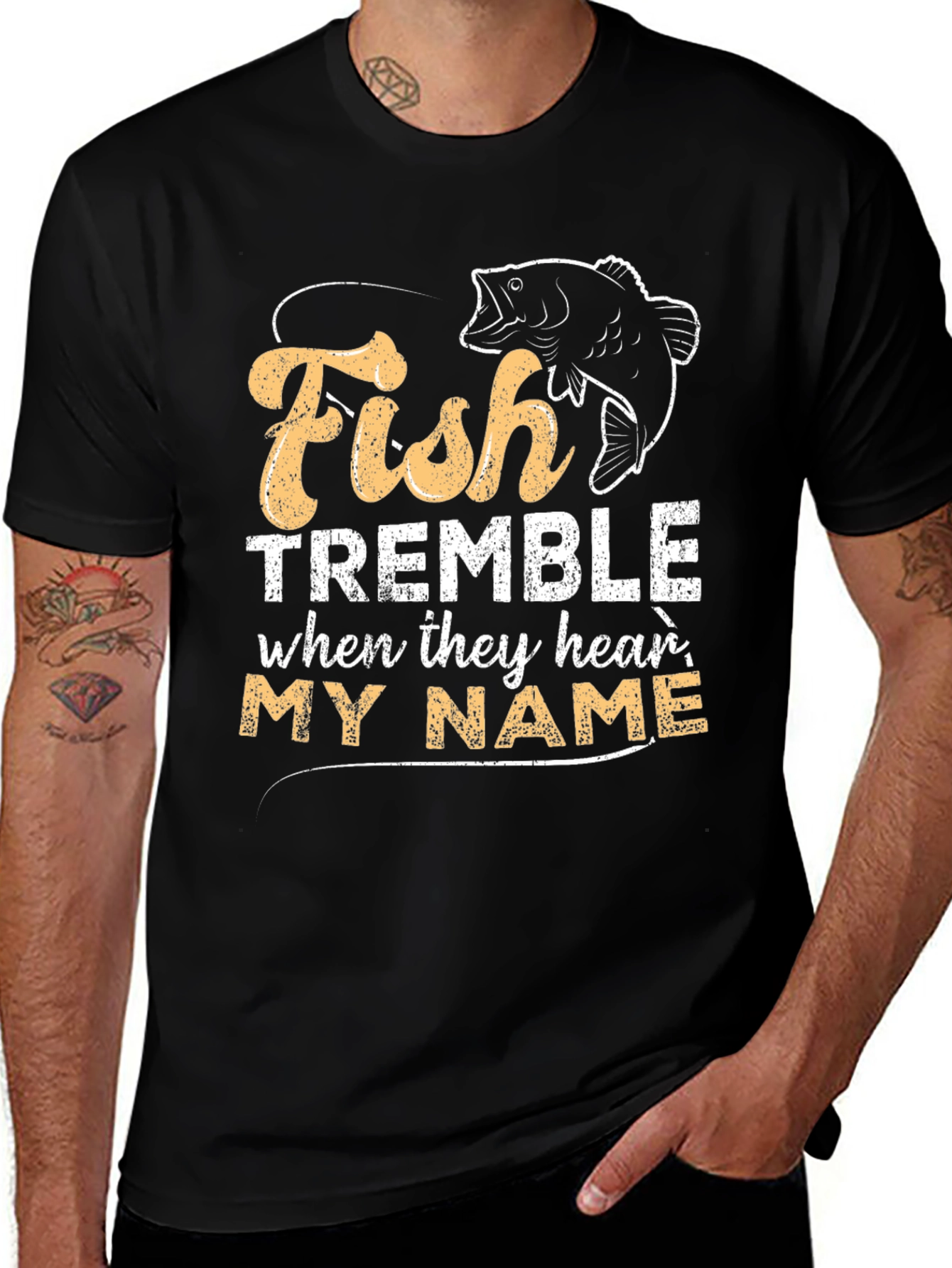 Camiseta Negra Fish Tremble My Name
