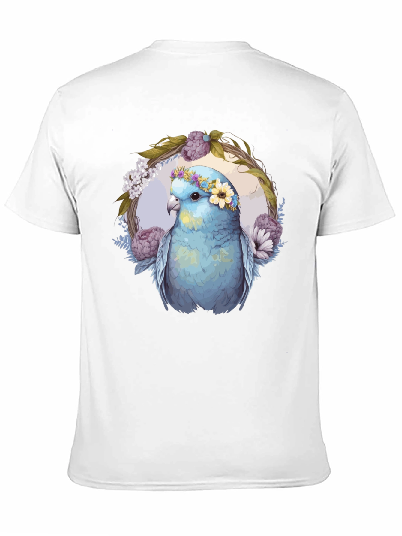 Camiseta Negra con Diseño de Loro Floral