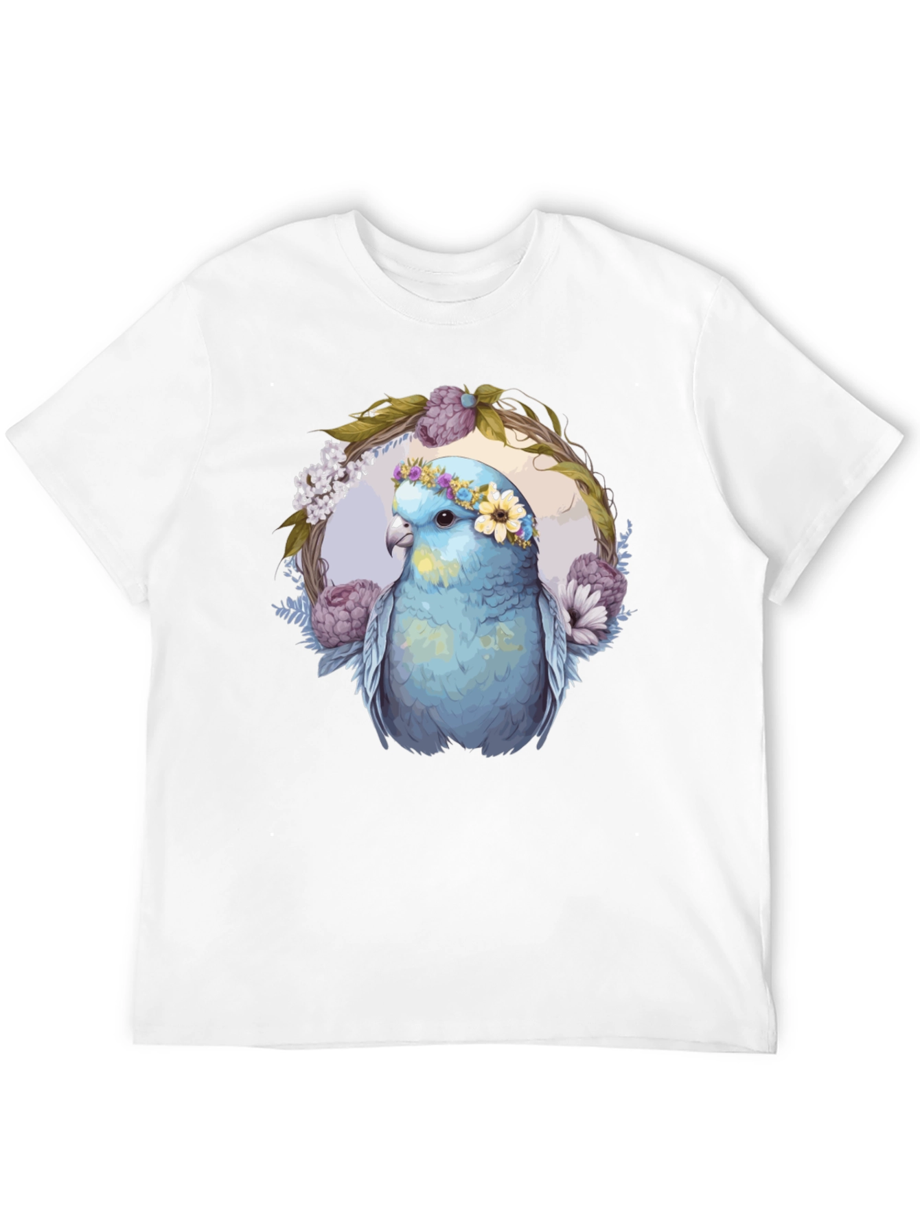 Camiseta Negra con Diseño de Loro Floral