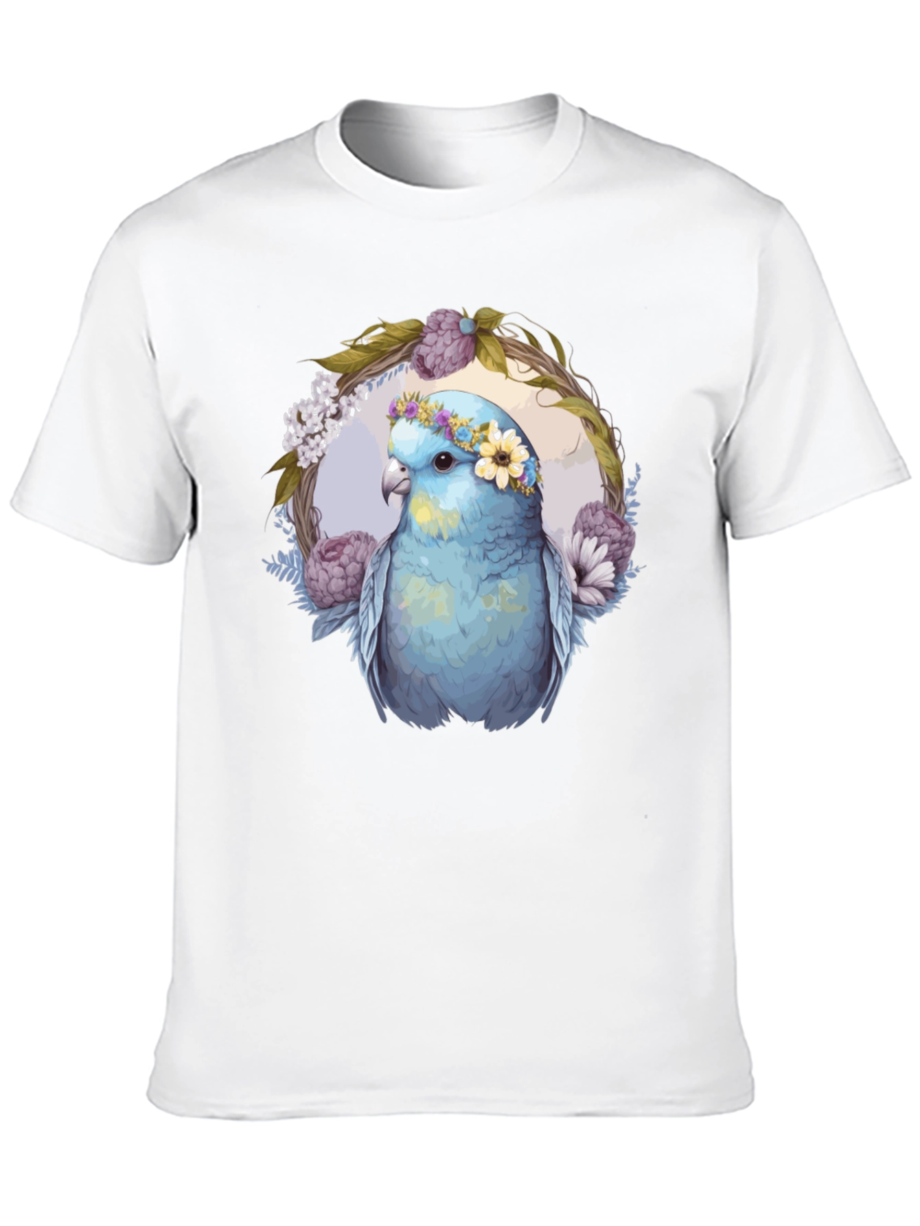 Camiseta Negra con Diseño de Loro Floral