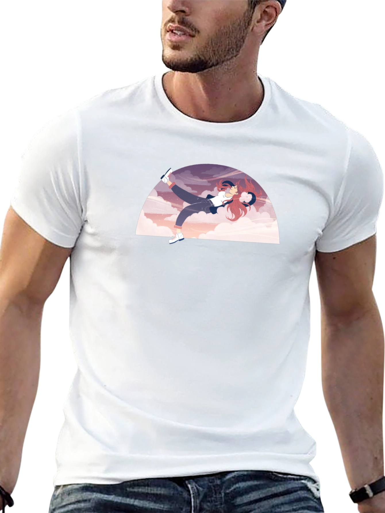 Camiseta Negra con Diseño de Anime Relajado