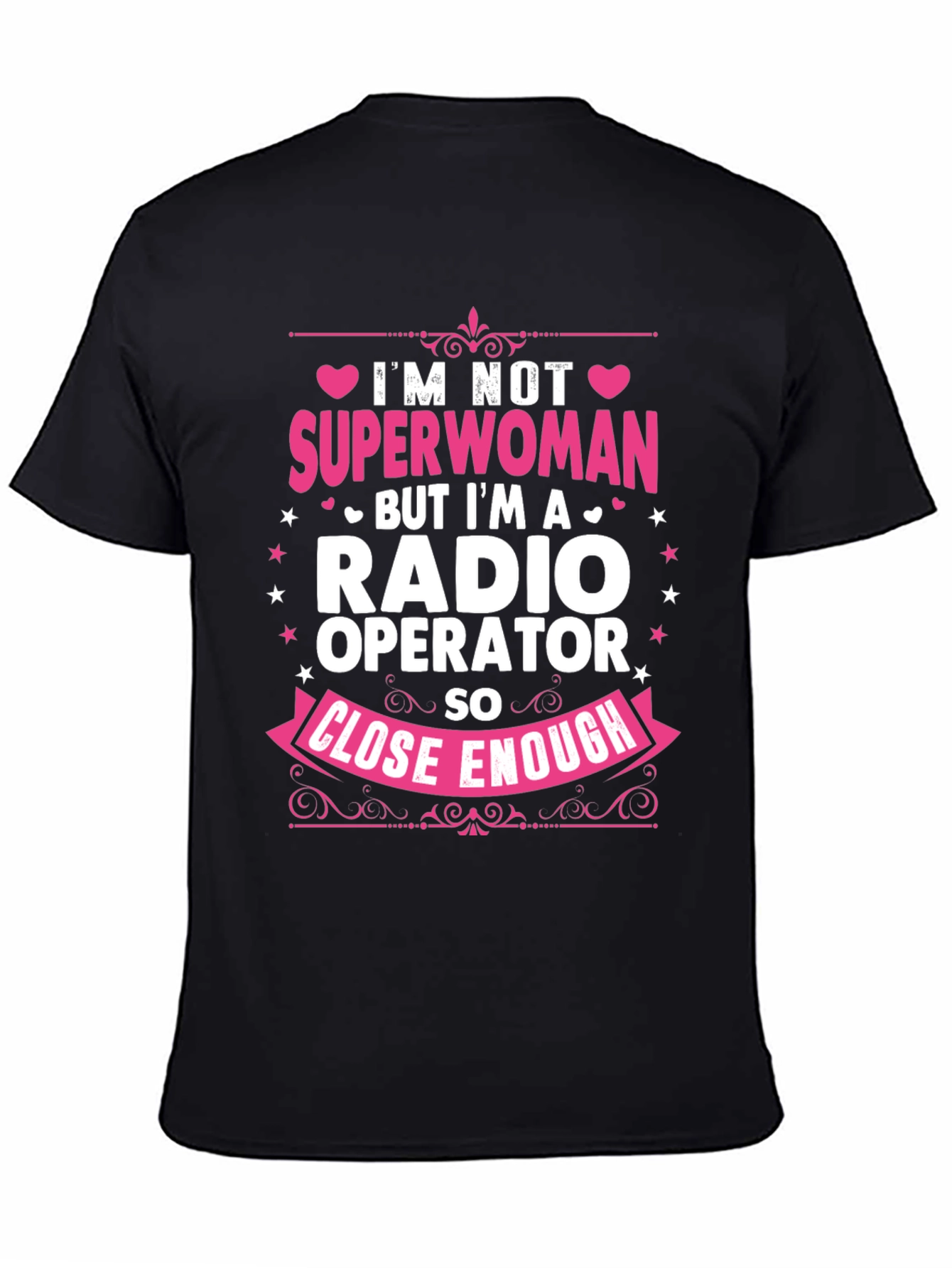 Camiseta Negra con Diseño de Operadora de Radio