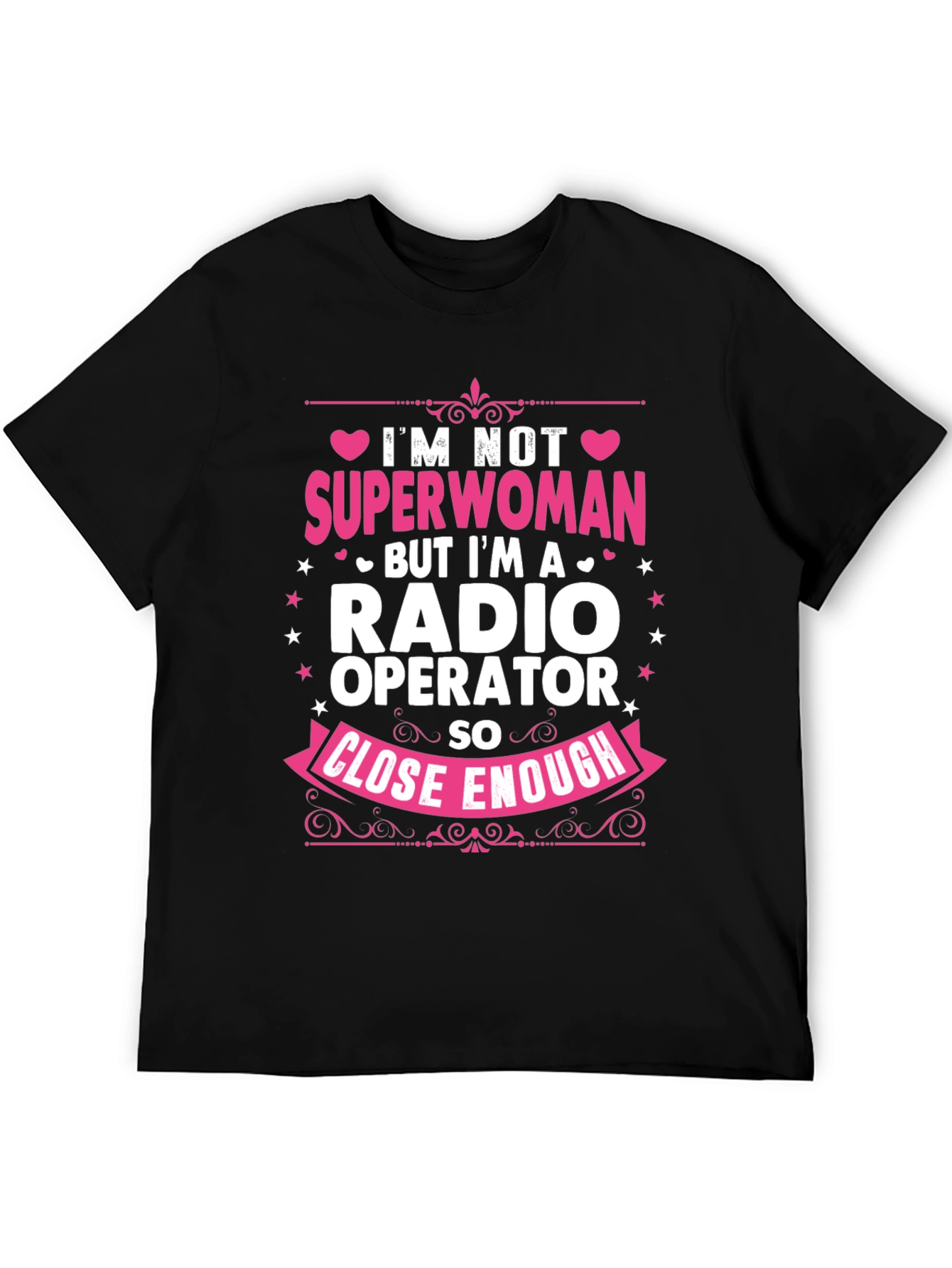 Camiseta Negra con Diseño de Operadora de Radio