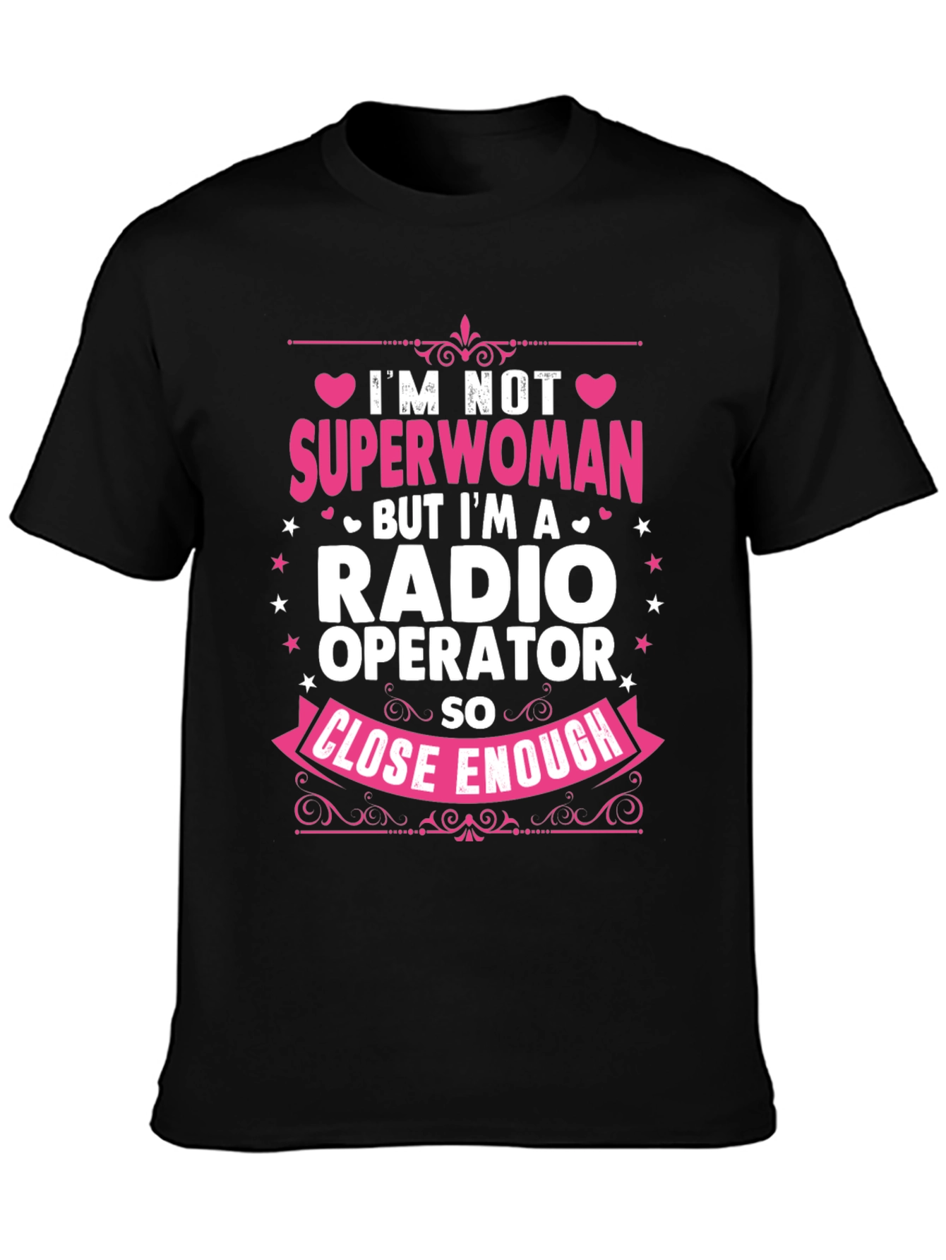Camiseta Negra con Diseño de Operadora de Radio